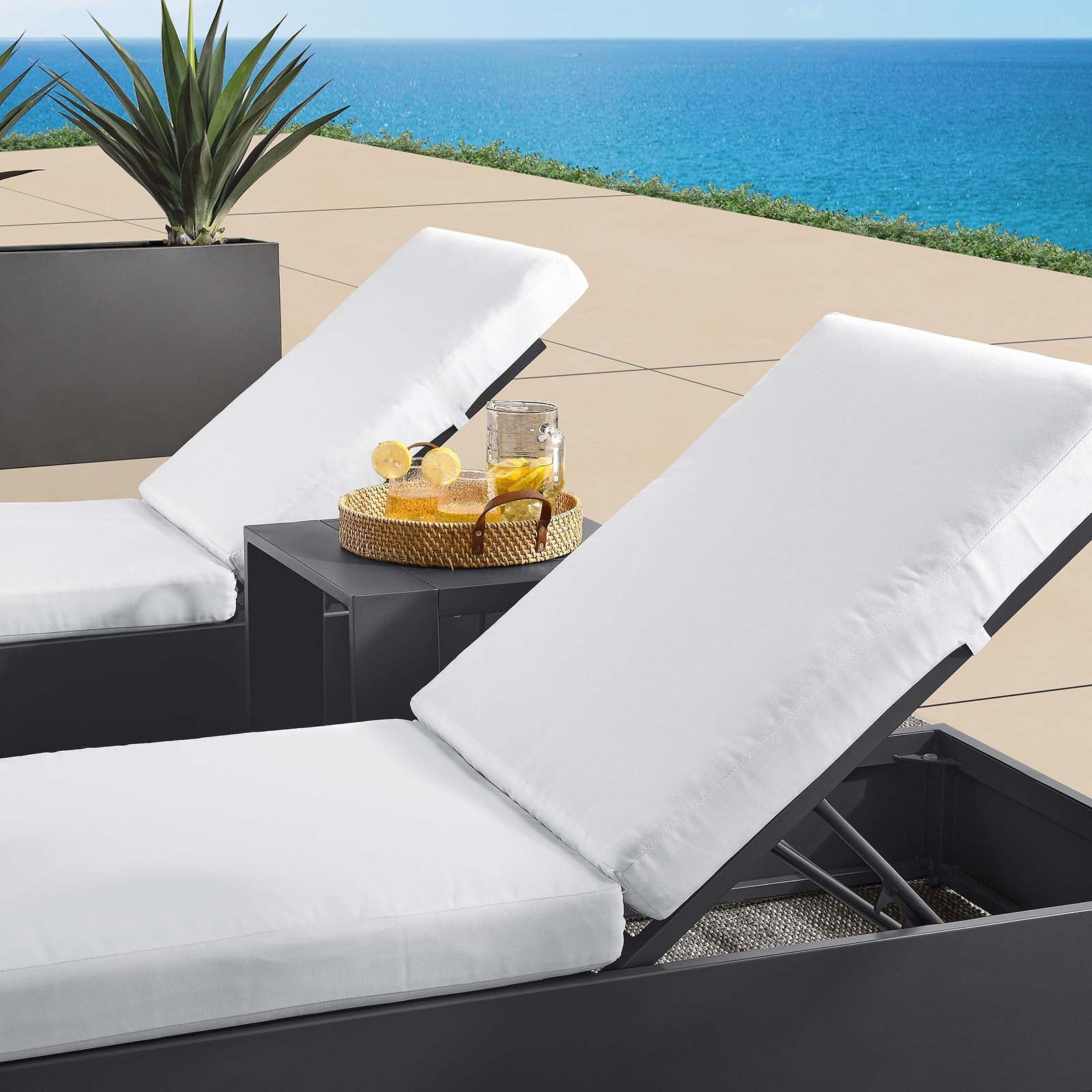 Tahoe Outdoor Patio Powder-Coated Aluminum 3-Piece Chaise Lounge Set - East Shore Modern Home Furnishings