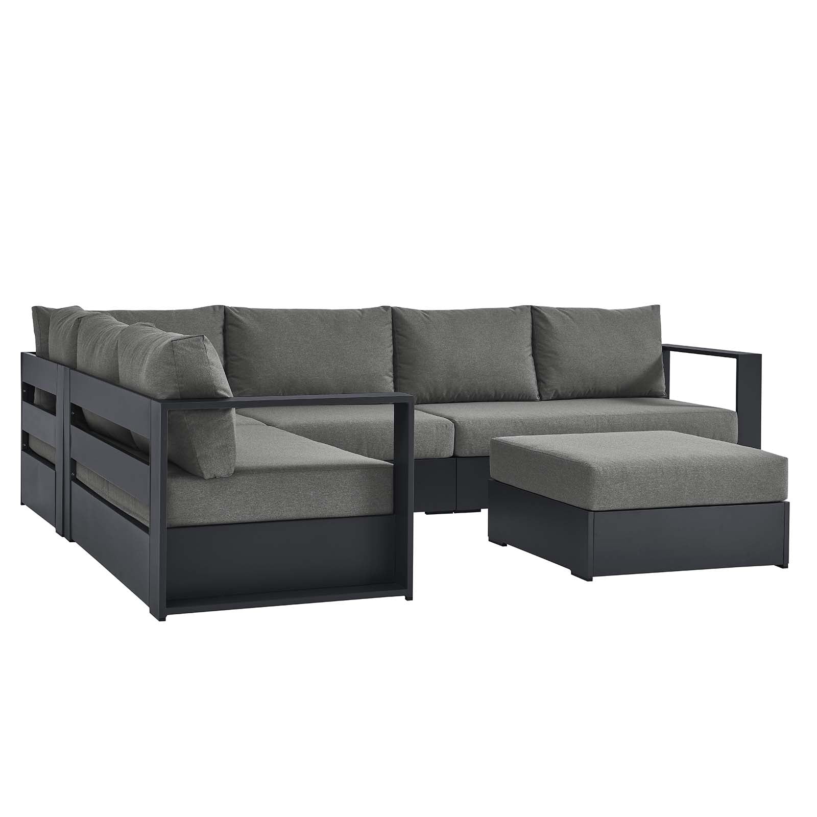 Tahoe Outdoor Patio Powder-Coated Aluminum 5-Piece Sectional Sofa Set - East Shore Modern Home Furnishings