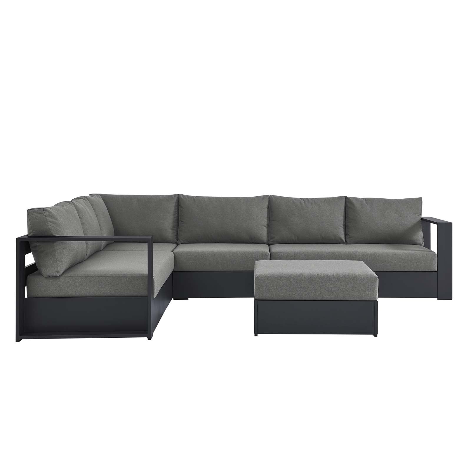 Tahoe Outdoor Patio Powder-Coated Aluminum 5-Piece Sectional Sofa Set - East Shore Modern Home Furnishings