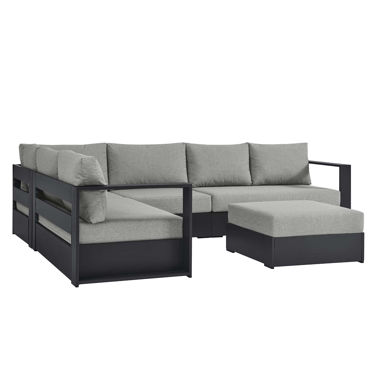 Tahoe Outdoor Patio Powder-Coated Aluminum 5-Piece Sectional Sofa Set - East Shore Modern Home Furnishings