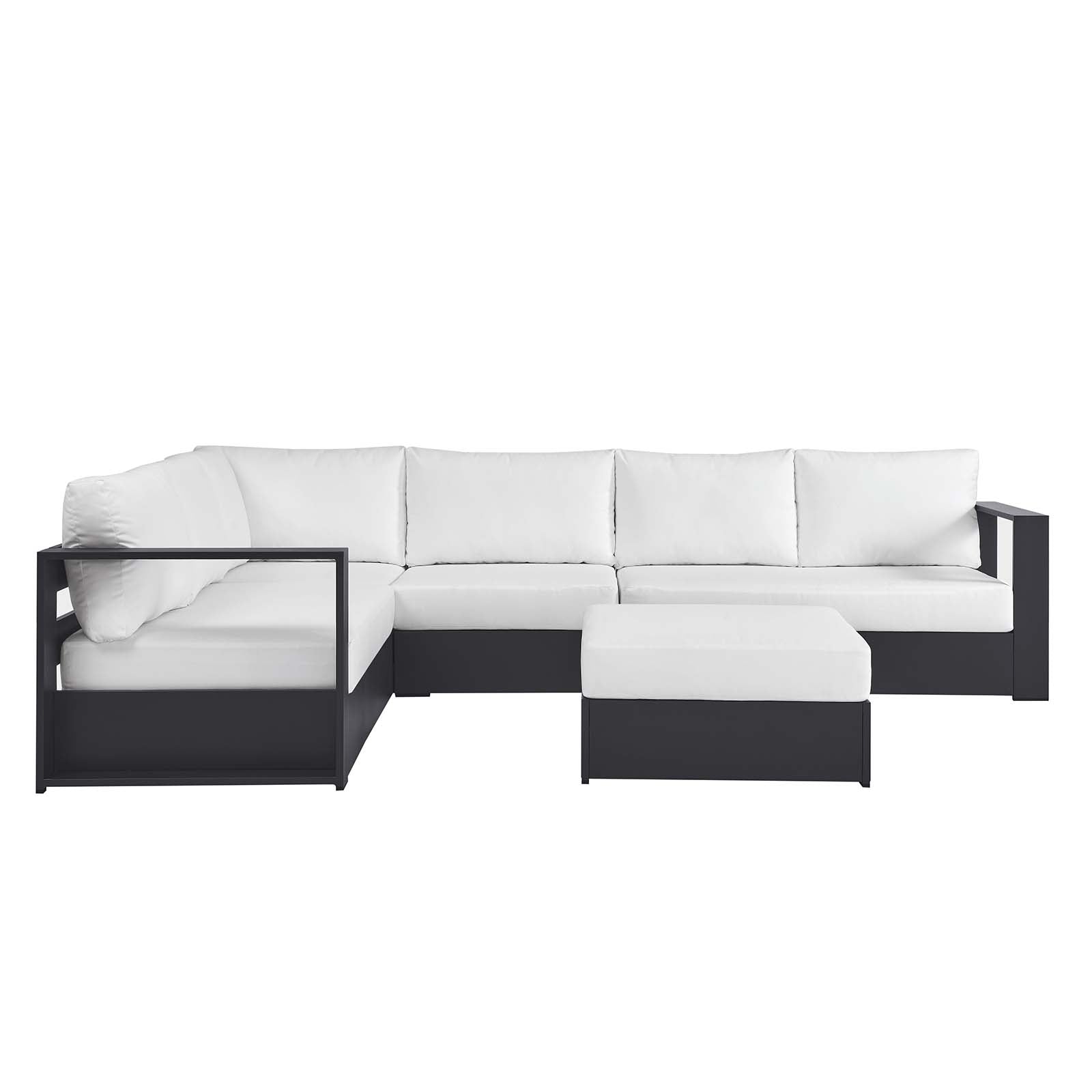 Tahoe Outdoor Patio Powder-Coated Aluminum 5-Piece Sectional Sofa Set - East Shore Modern Home Furnishings