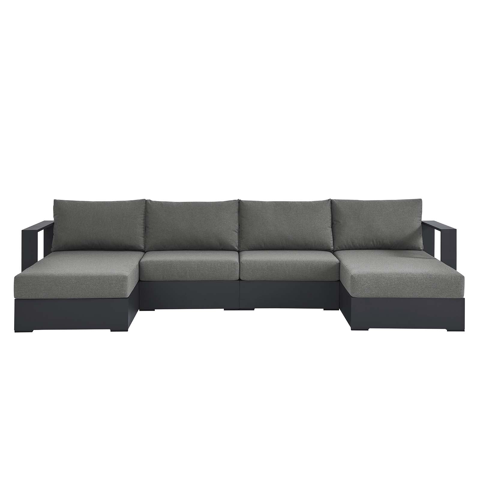 Tahoe Outdoor Patio Powder-Coated Aluminum 4-Piece Sectional Sofa Set - East Shore Modern Home Furnishings