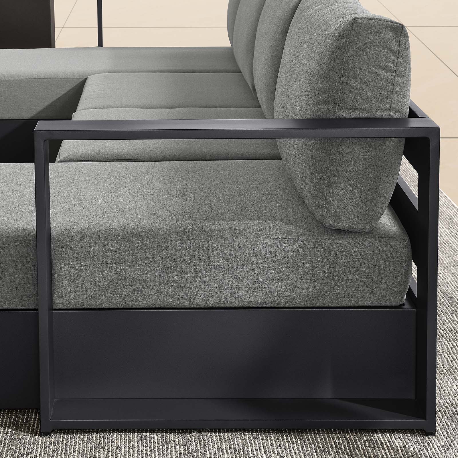 Tahoe Outdoor Patio Powder-Coated Aluminum 4-Piece Sectional Sofa Set - East Shore Modern Home Furnishings