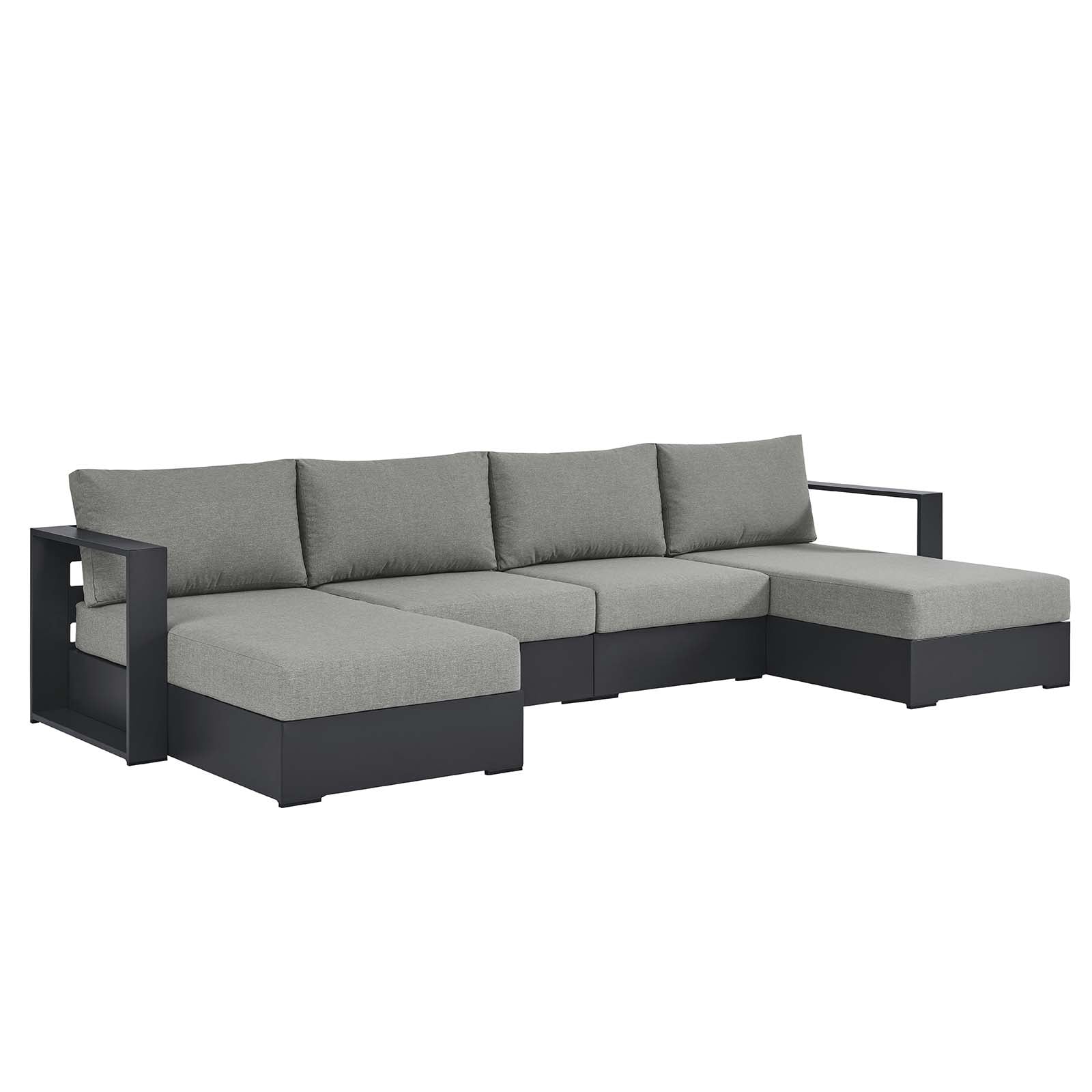 Tahoe Outdoor Patio Powder-Coated Aluminum 4-Piece Sectional Sofa Set - East Shore Modern Home Furnishings