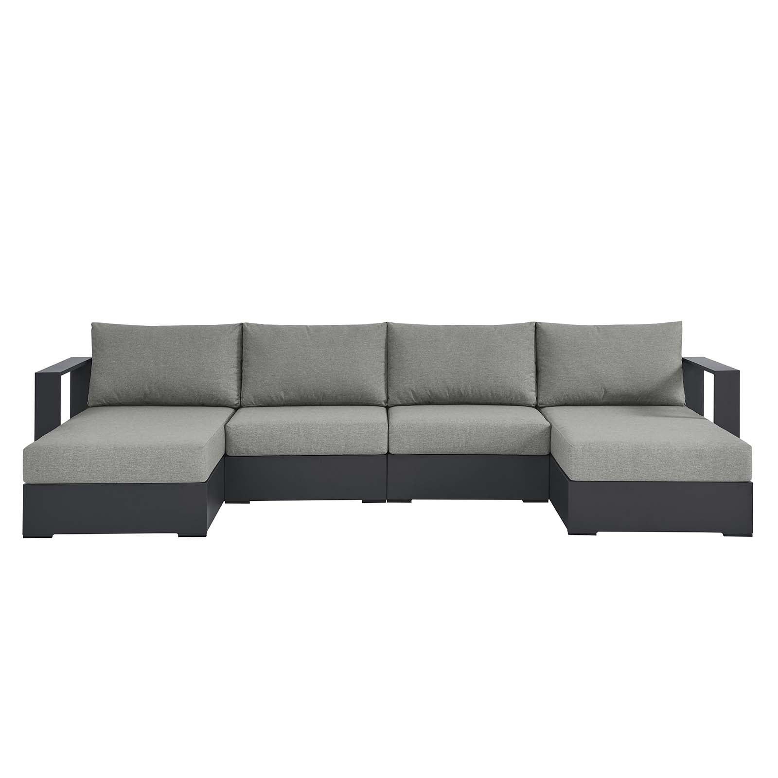 Tahoe Outdoor Patio Powder-Coated Aluminum 4-Piece Sectional Sofa Set - East Shore Modern Home Furnishings