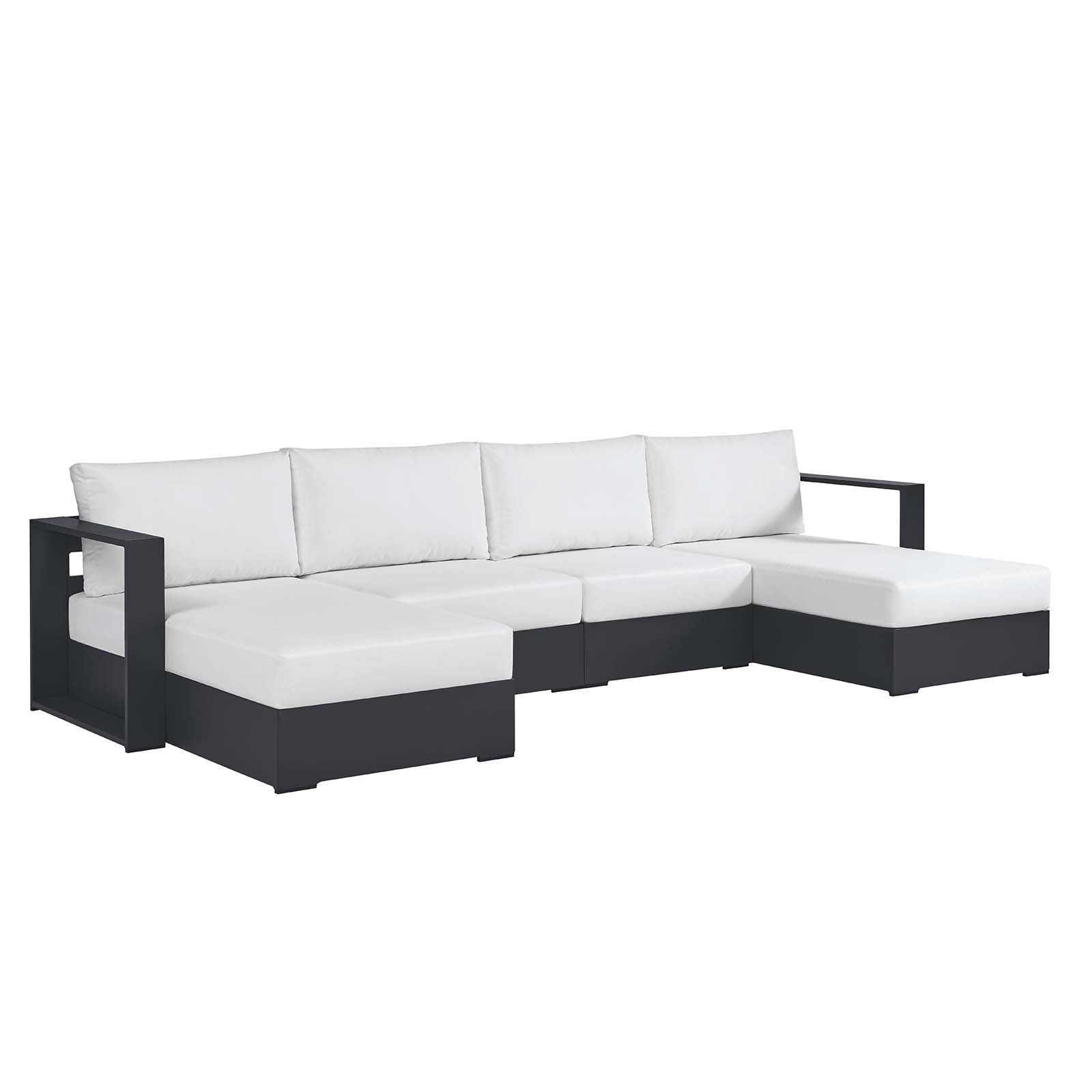 Tahoe Outdoor Patio Powder-Coated Aluminum 4-Piece Sectional Sofa Set - East Shore Modern Home Furnishings