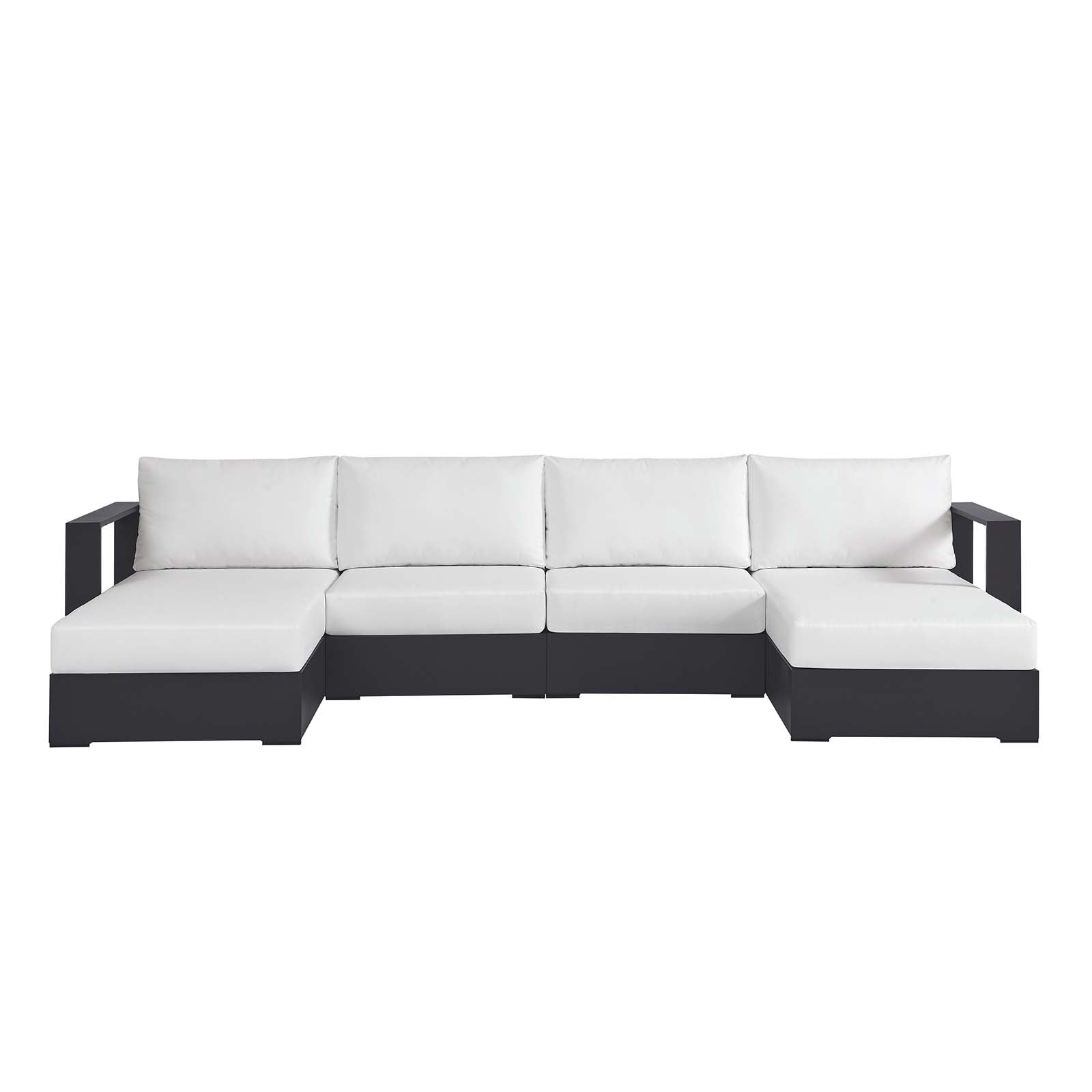 Tahoe Outdoor Patio Powder-Coated Aluminum 4-Piece Sectional Sofa Set - East Shore Modern Home Furnishings