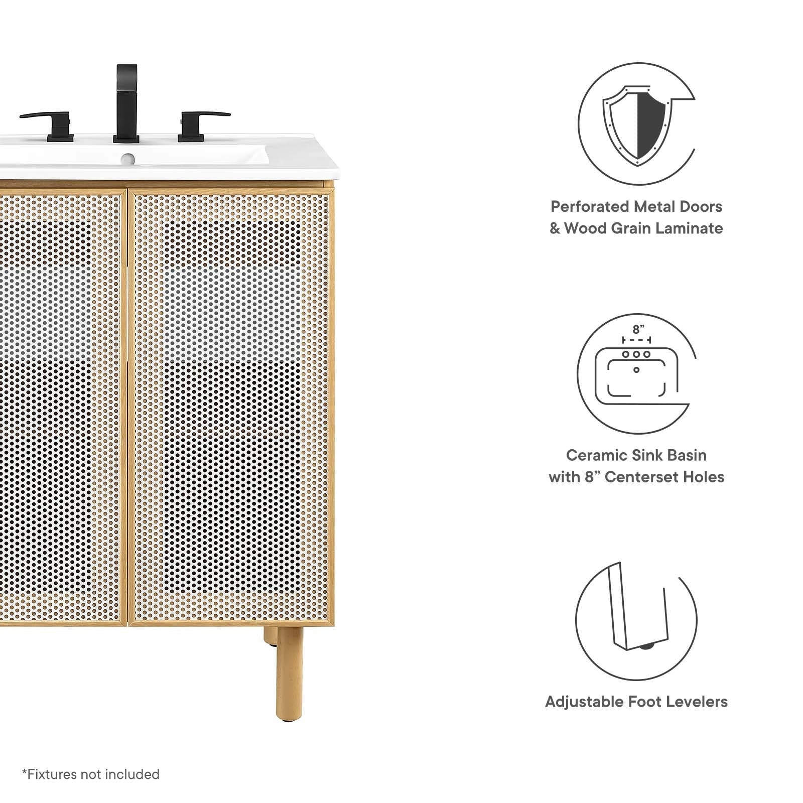 Calla 24" Perforated Metal Bathroom Vanity - East Shore Modern Home Furnishings