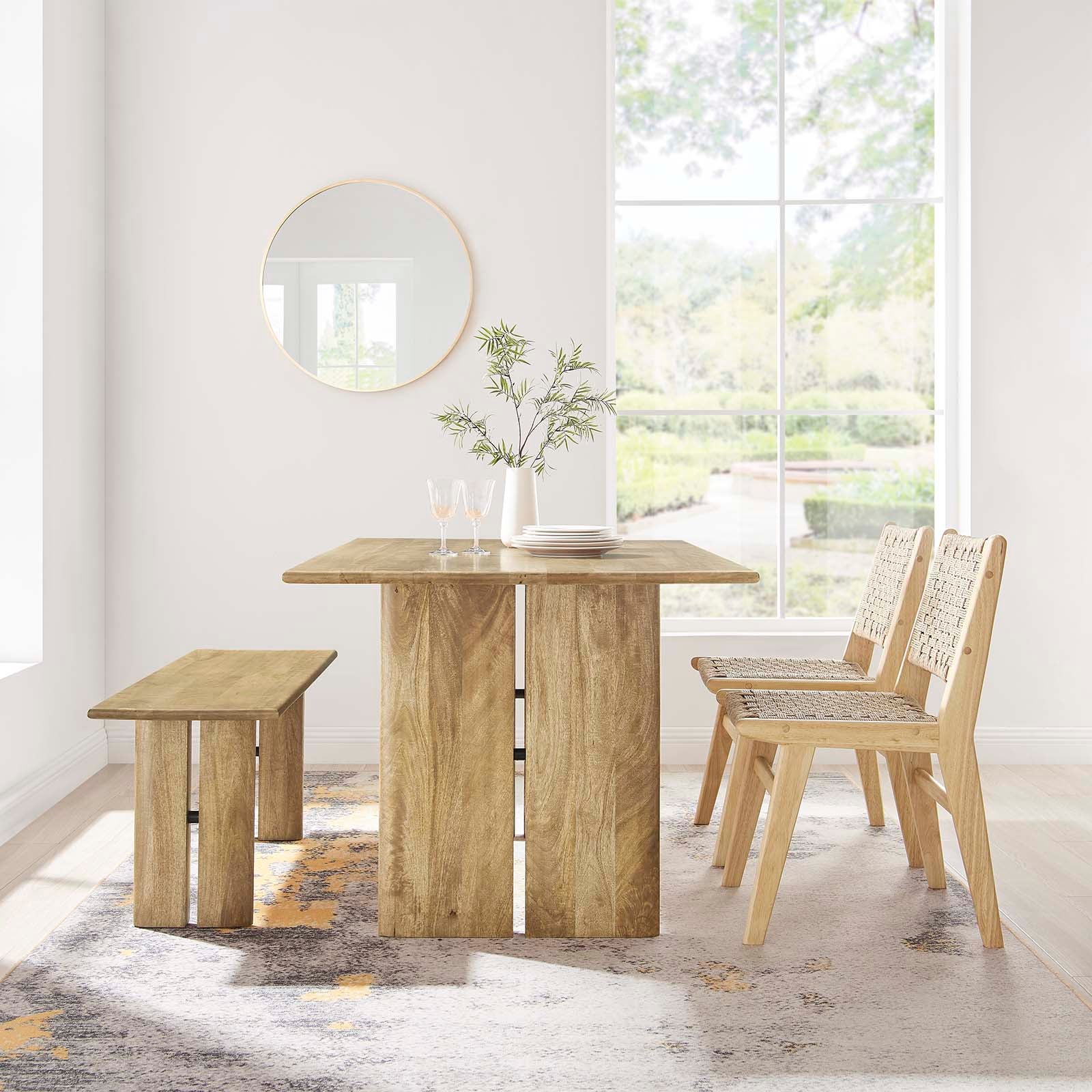 Amistad 60" Wood Dining Table and Bench Set - East Shore Modern Home Furnishings