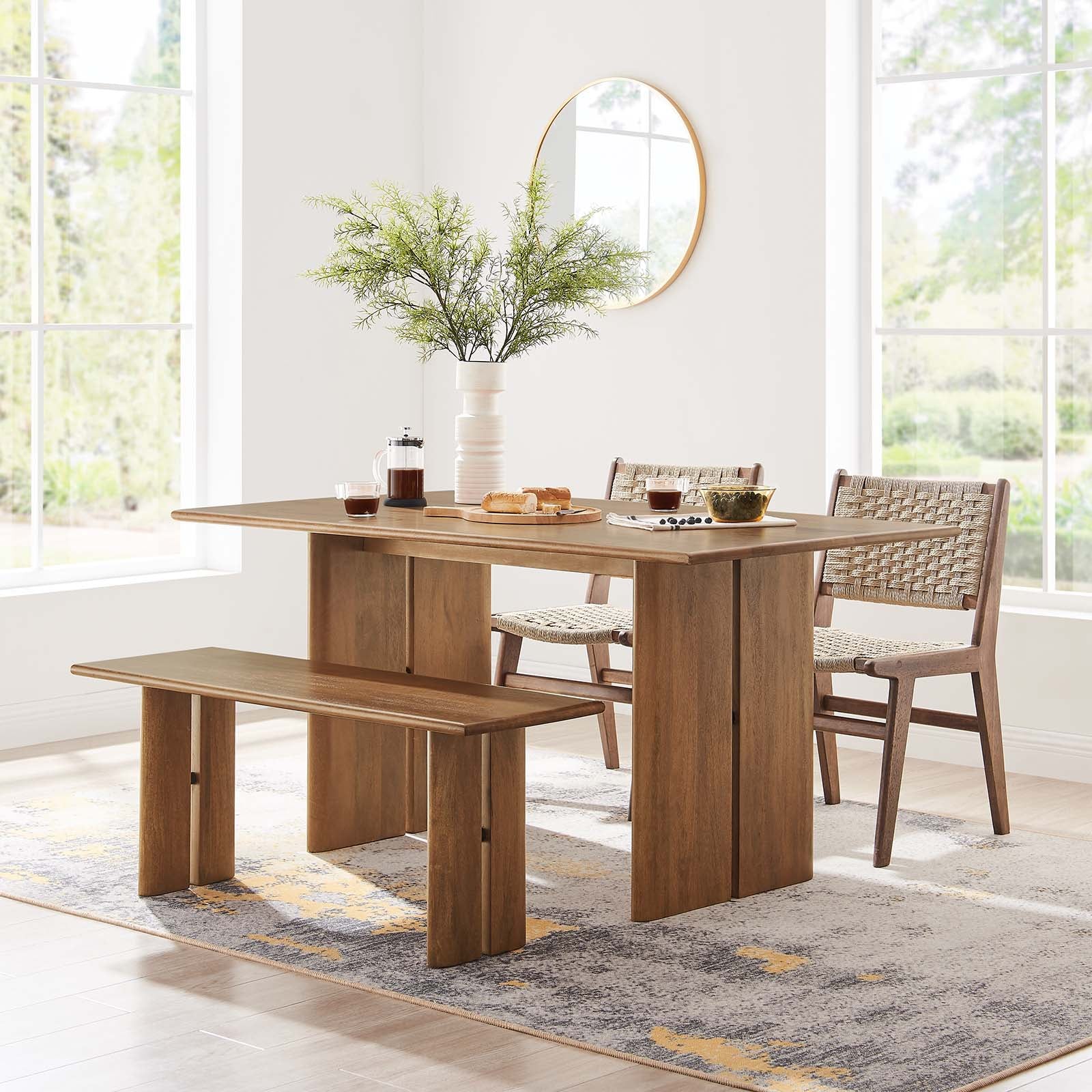 Amistad 60" Wood Dining Table and Bench Set - East Shore Modern Home Furnishings