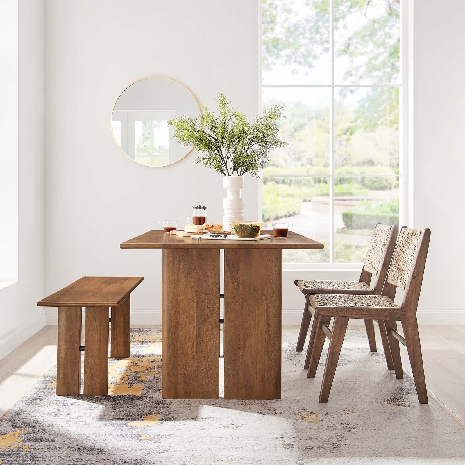 Amistad 60" Wood Dining Table and Bench Set - East Shore Modern Home Furnishings