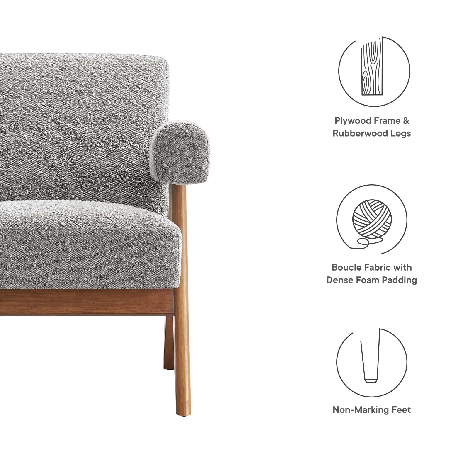 Lyra Boucle Fabric Armchair - Set of 2