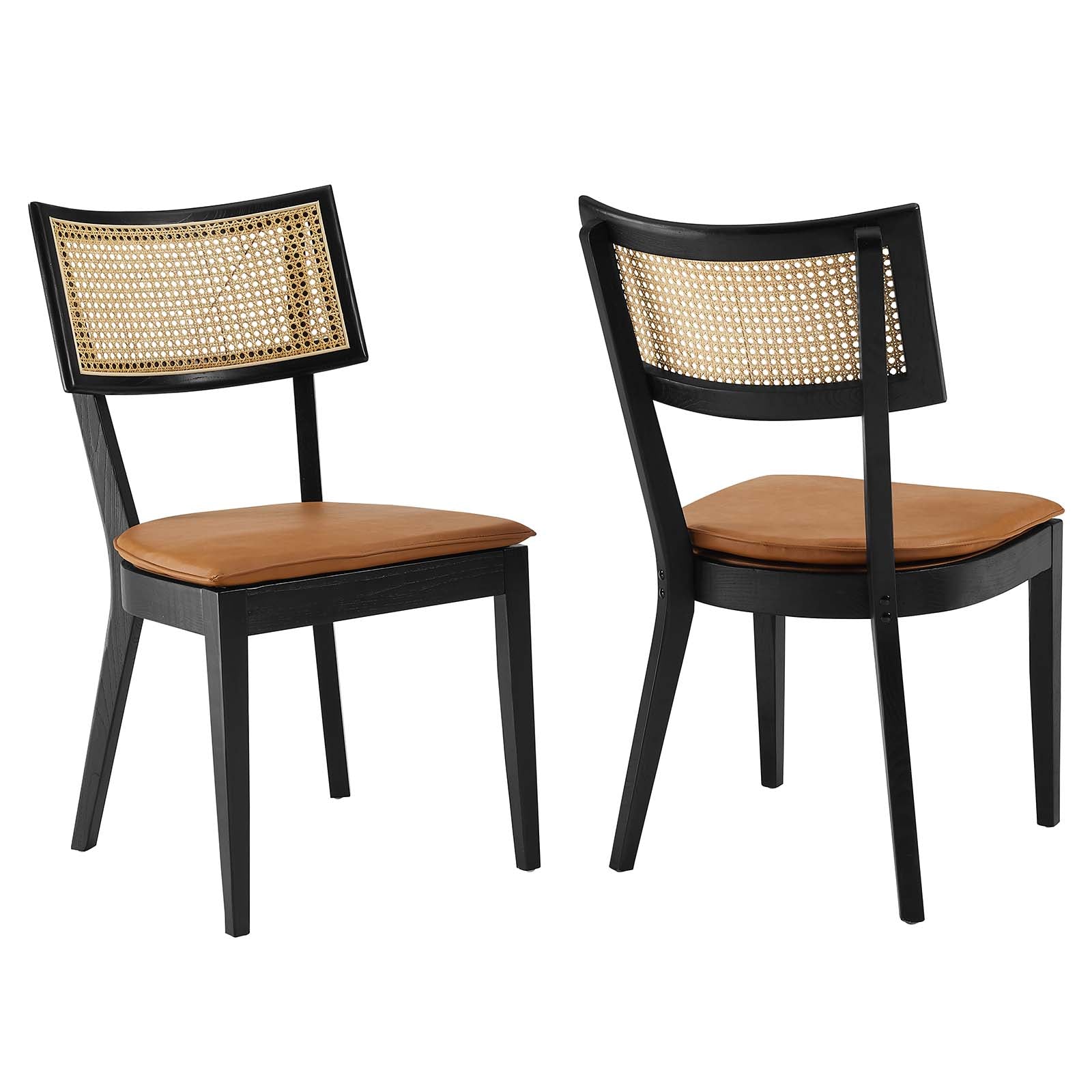 Caledonia Vegan Leather Upholstered Wood Dining Chairs - Set of 2 - East Shore Modern Home Furnishings