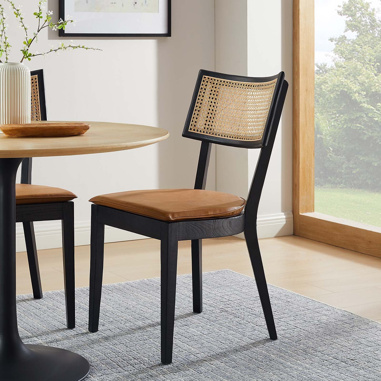 Caledonia Vegan Leather Upholstered Wood Dining Chairs - Set of 2 - East Shore Modern Home Furnishings