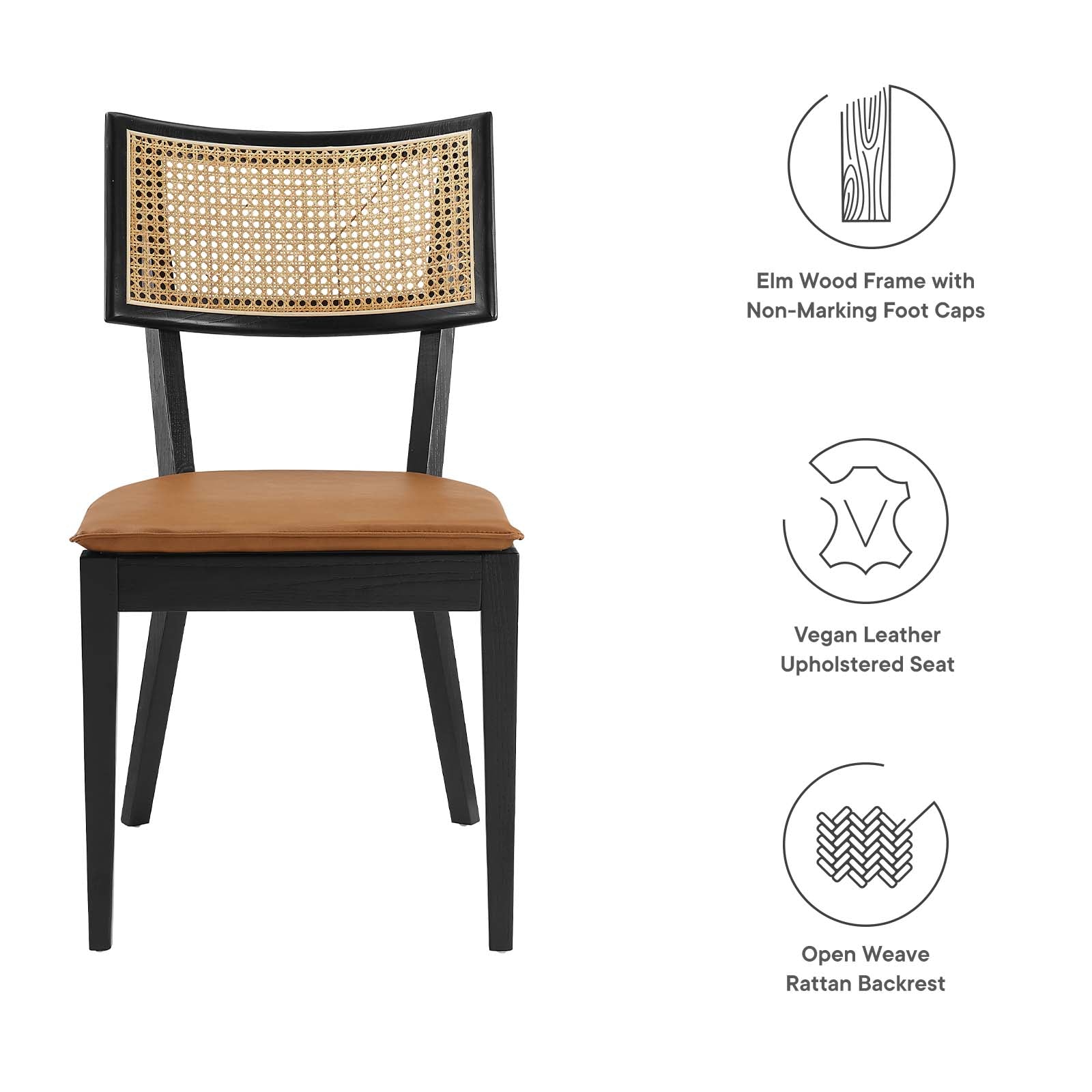 Caledonia Vegan Leather Upholstered Wood Dining Chairs - Set of 2 - East Shore Modern Home Furnishings