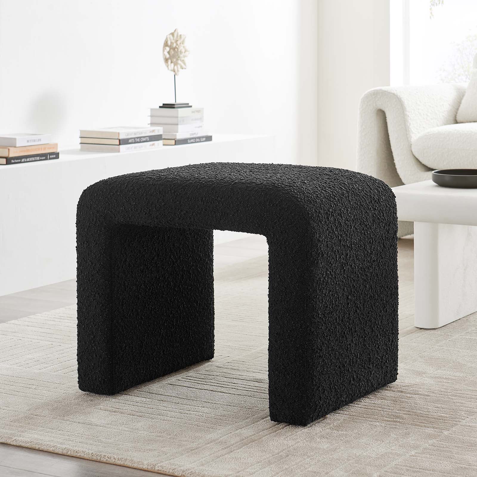 Simba Boucle Fabric Waterfall Stool - East Shore Modern Home Furnishings