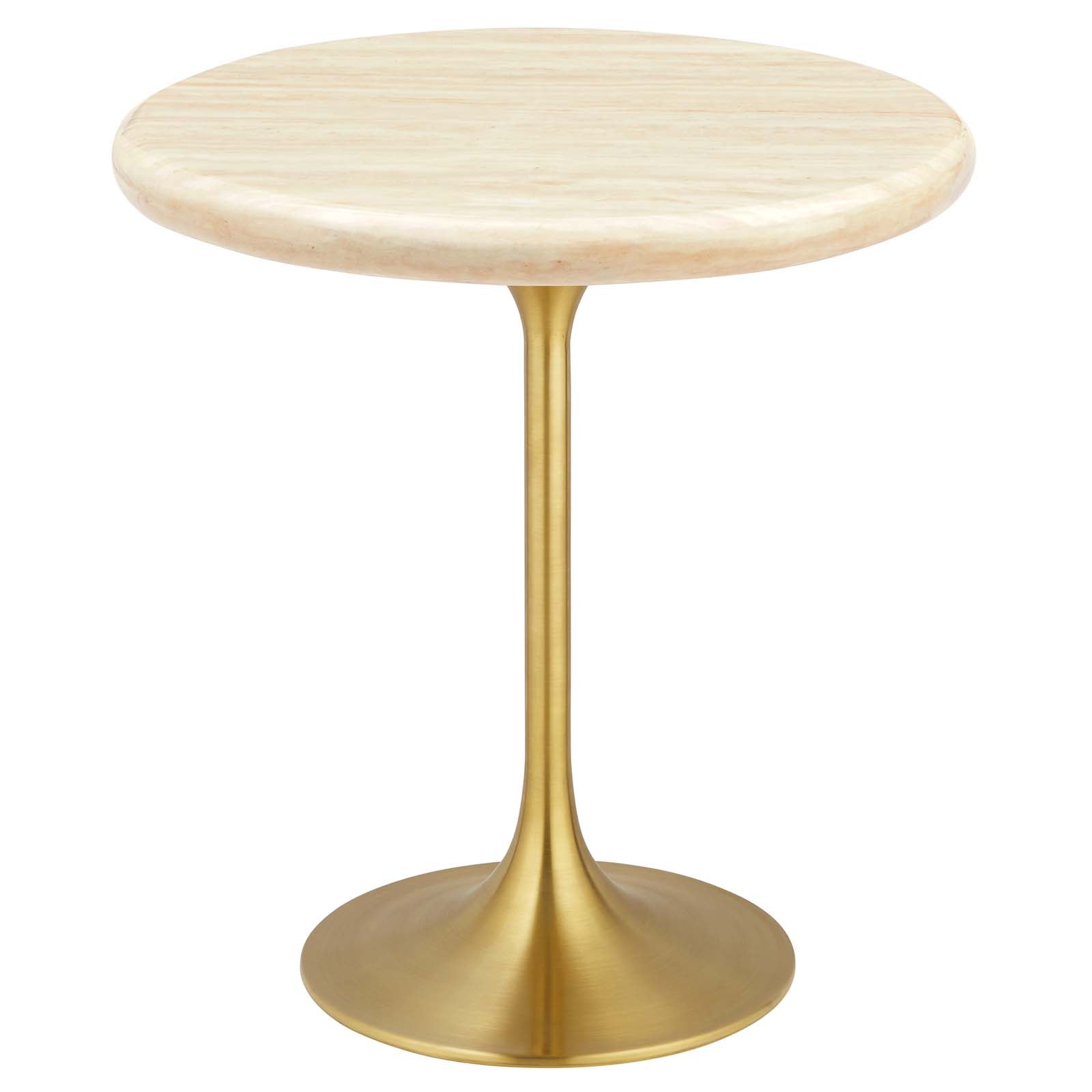 Lippa 20" Round Artificial Travertine Side Table - East Shore Modern Home Furnishings