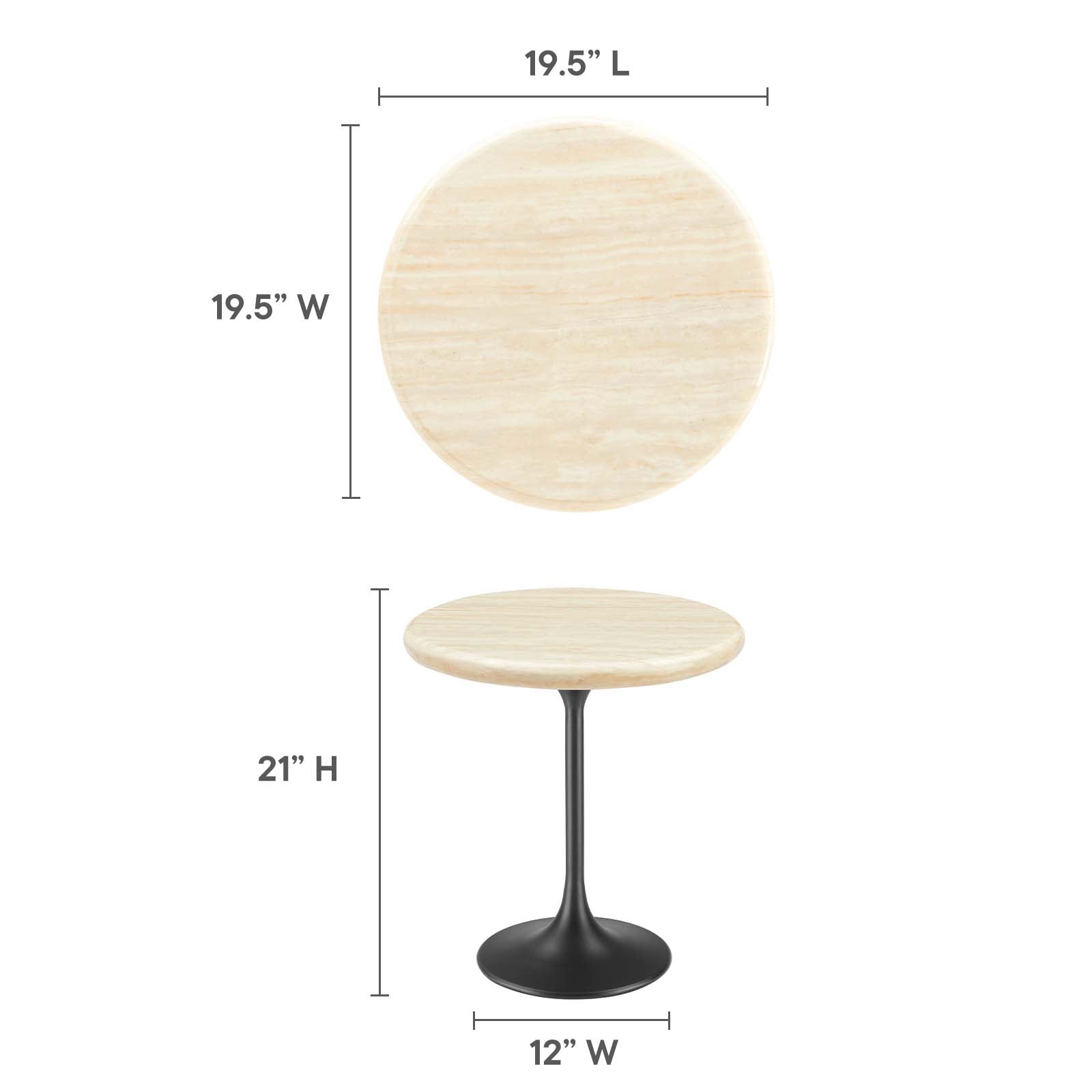 Lippa 20" Round Artificial Travertine Side Table - East Shore Modern Home Furnishings
