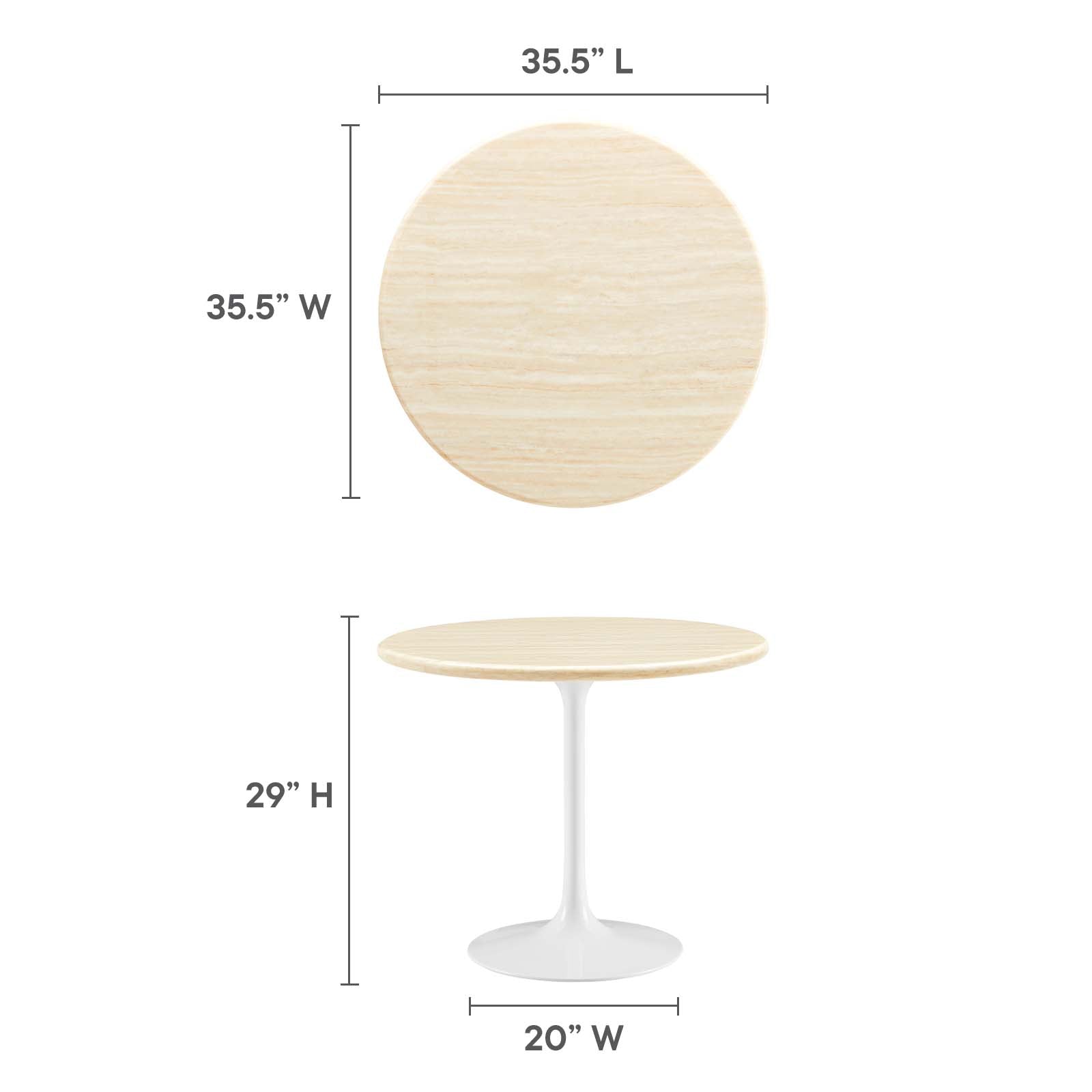 Lippa 36" Round Artificial Travertine Dining Table - East Shore Modern Home Furnishings