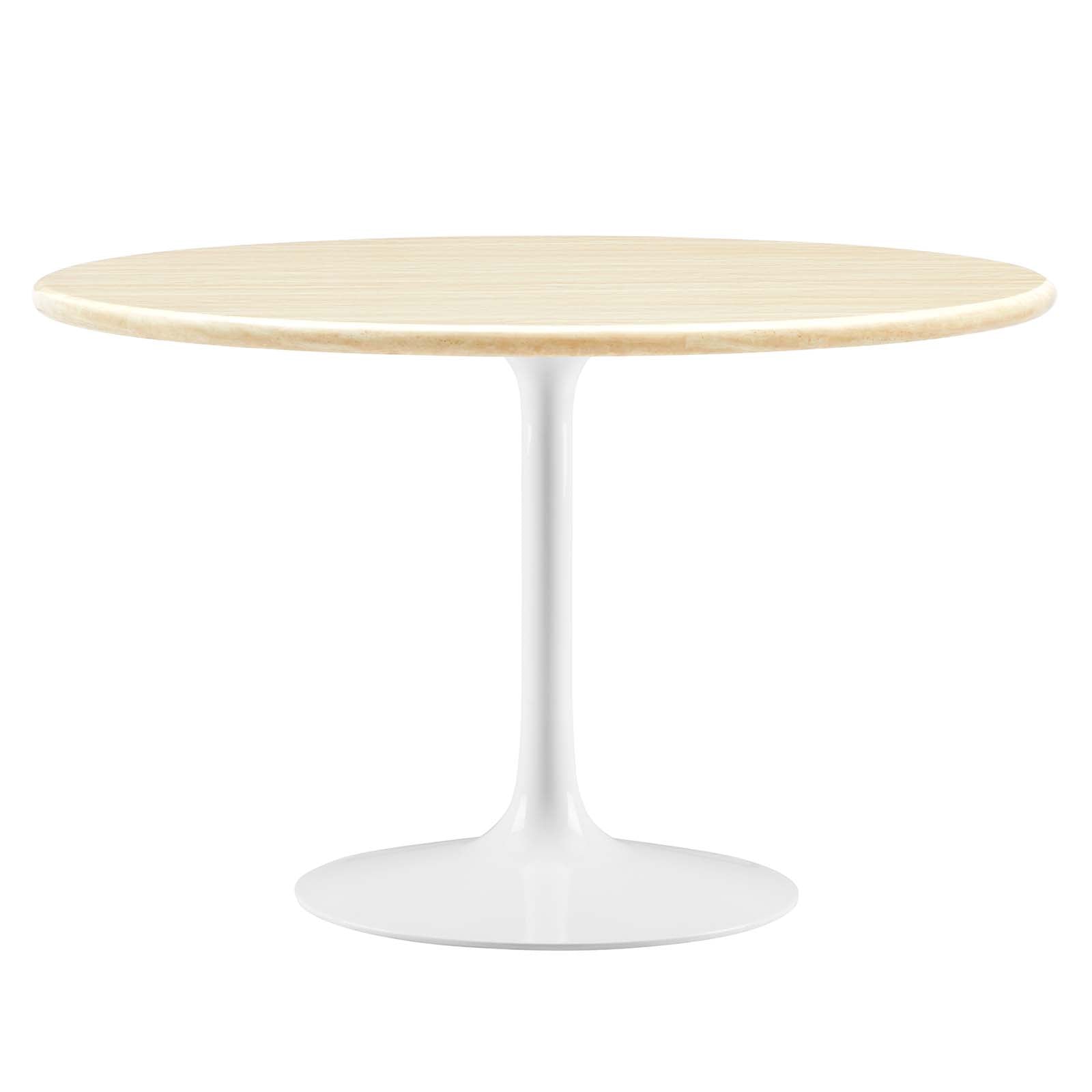 Lippa 48" Round Artificial Travertine Dining Table - East Shore Modern Home Furnishings