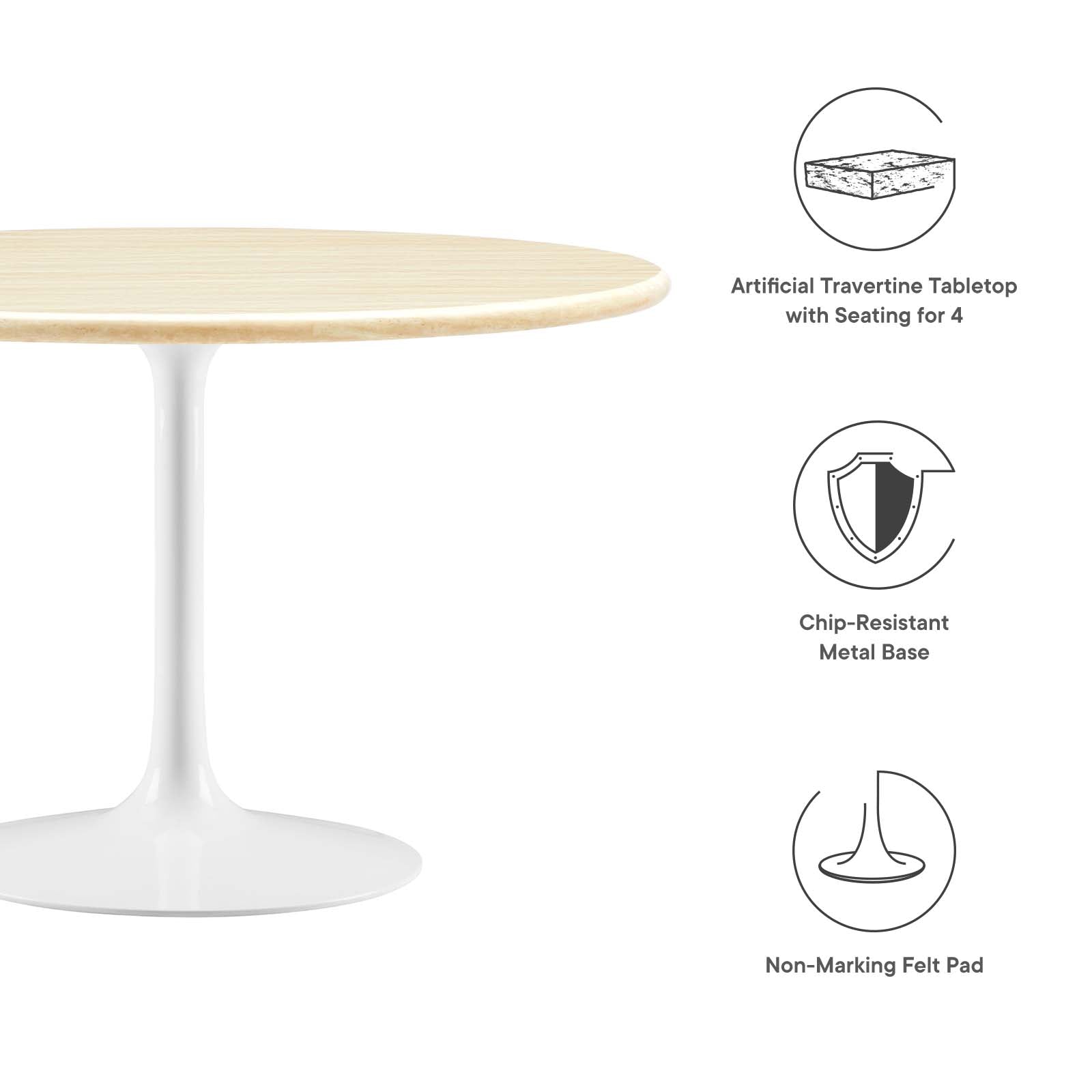 Lippa 48" Round Artificial Travertine Dining Table - East Shore Modern Home Furnishings