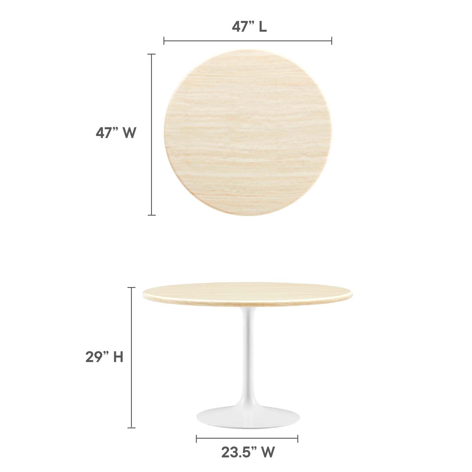 Lippa 48" Round Artificial Travertine Dining Table - East Shore Modern Home Furnishings