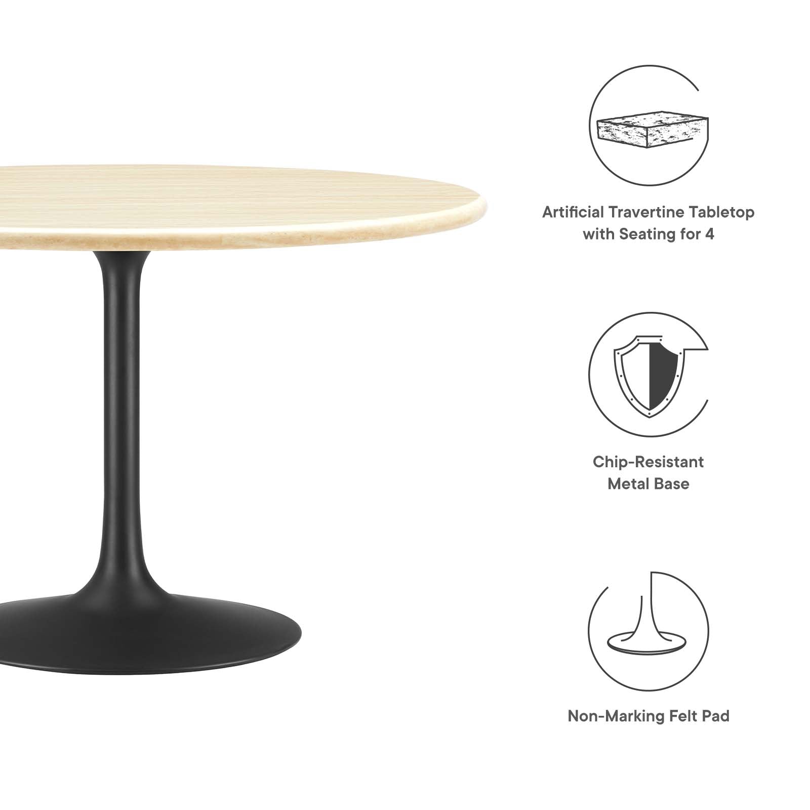 Lippa 48" Round Artificial Travertine Dining Table - East Shore Modern Home Furnishings