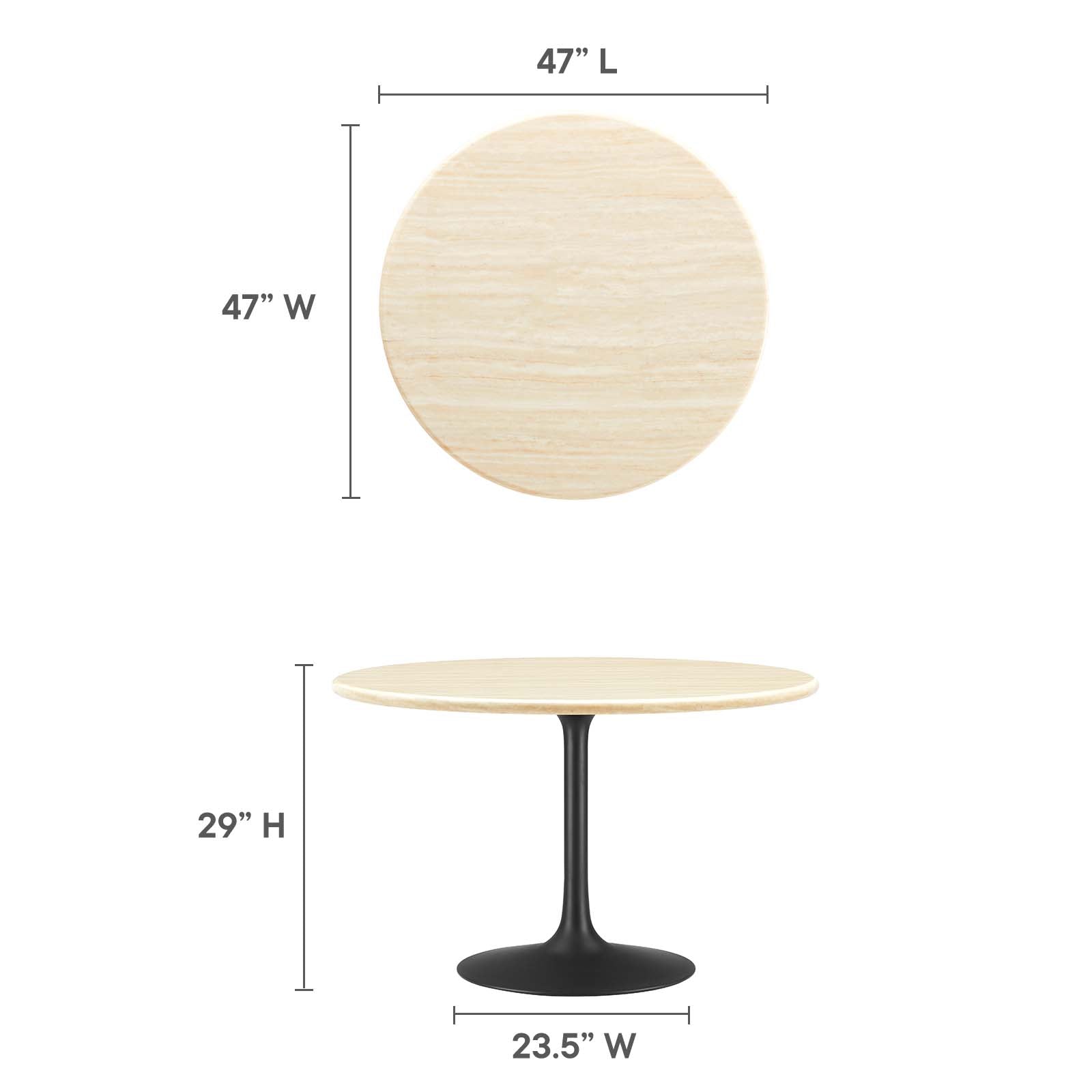 Lippa 48" Round Artificial Travertine Dining Table - East Shore Modern Home Furnishings
