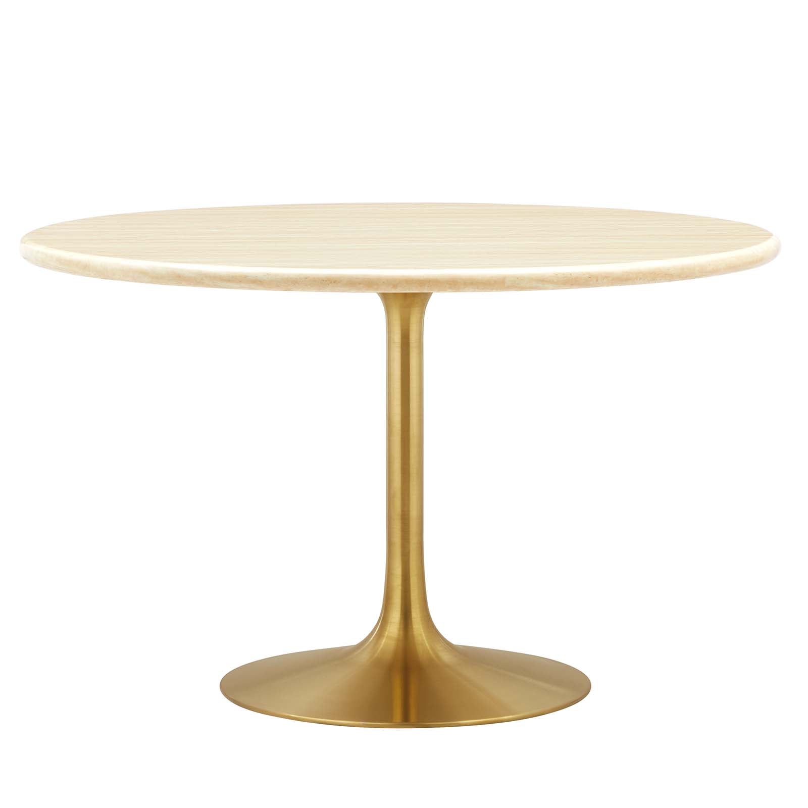 Lippa 48" Round Artificial Travertine Dining Table - East Shore Modern Home Furnishings