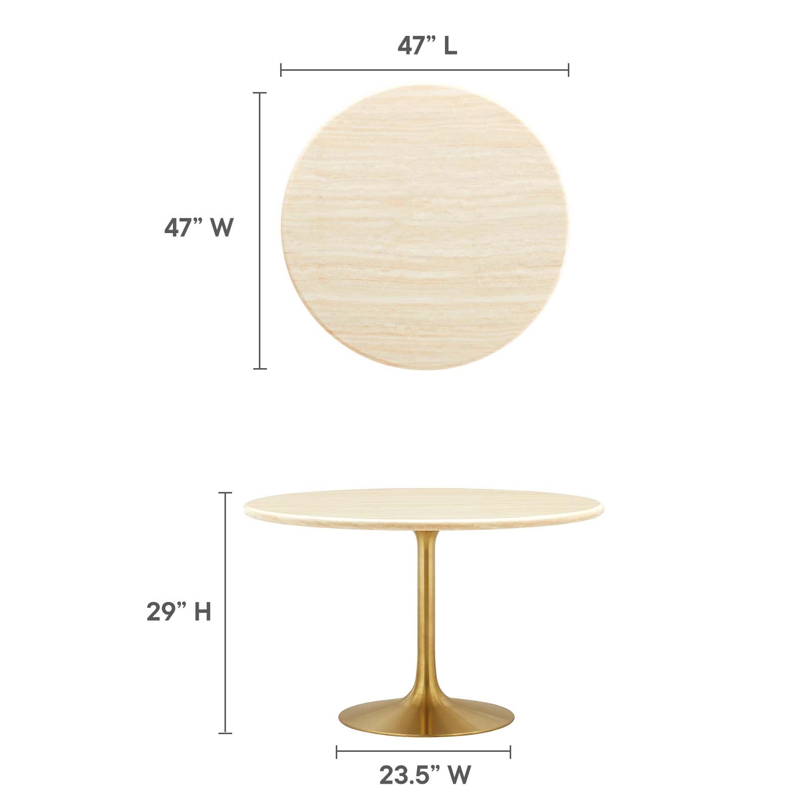 Lippa 48" Round Artificial Travertine Dining Table - East Shore Modern Home Furnishings