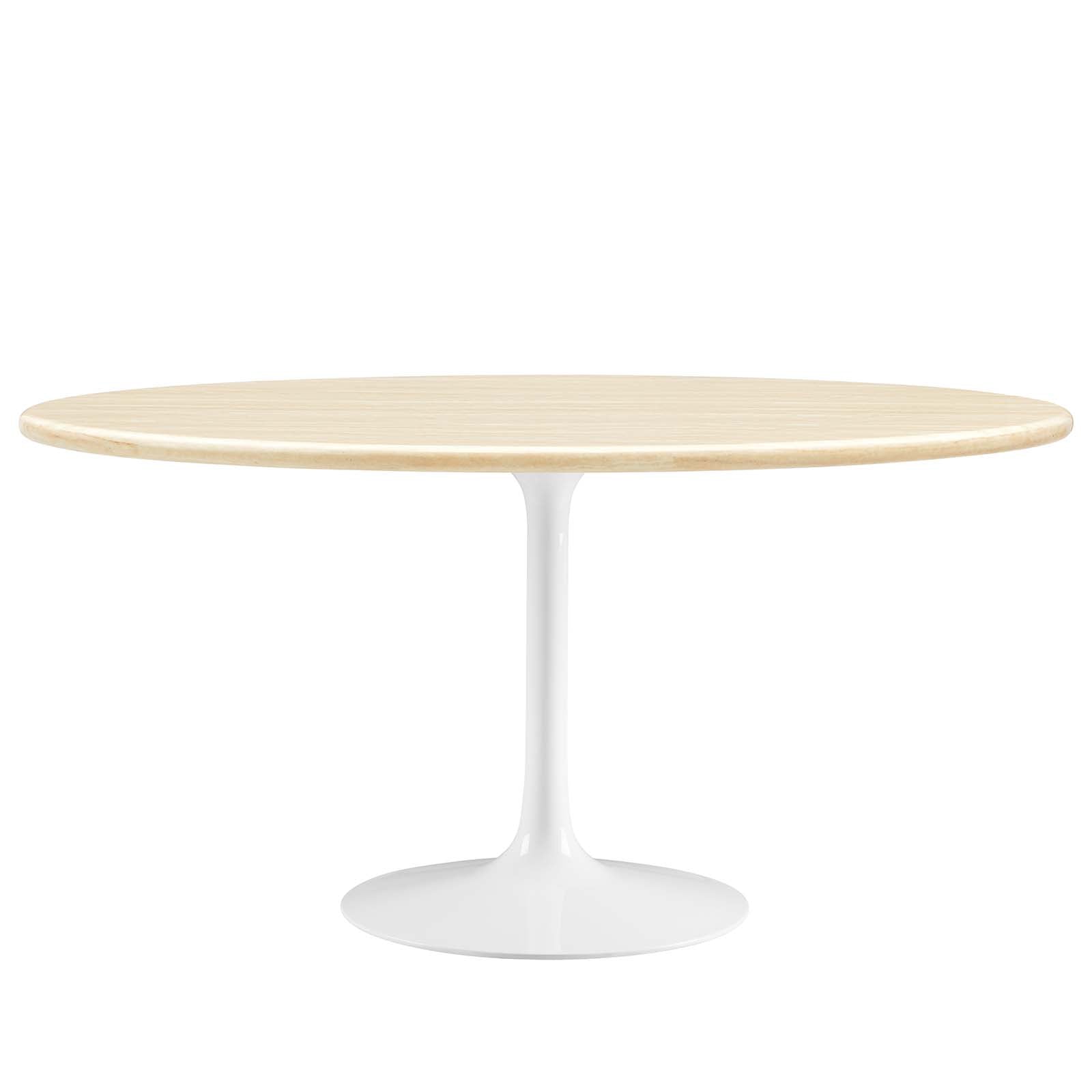 Lippa 60" Oval Artificial Travertine Dining Table - East Shore Modern Home Furnishings