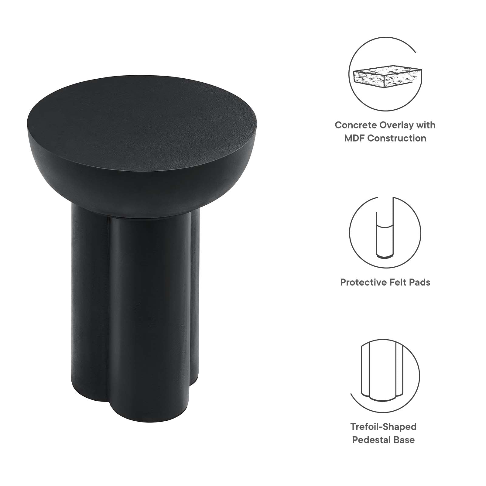 Caspian Round Concrete Side Table - East Shore Modern Home Furnishings