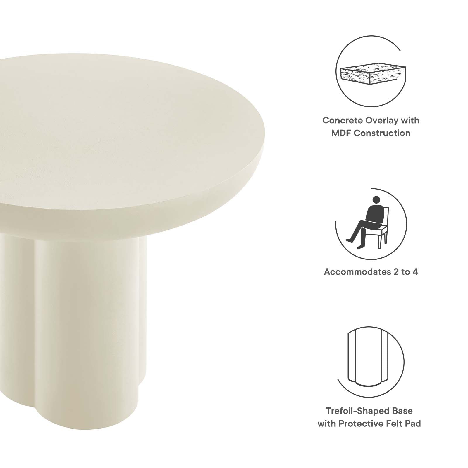 Caspian 40" Round Concrete Dining Table - East Shore Modern Home Furnishings