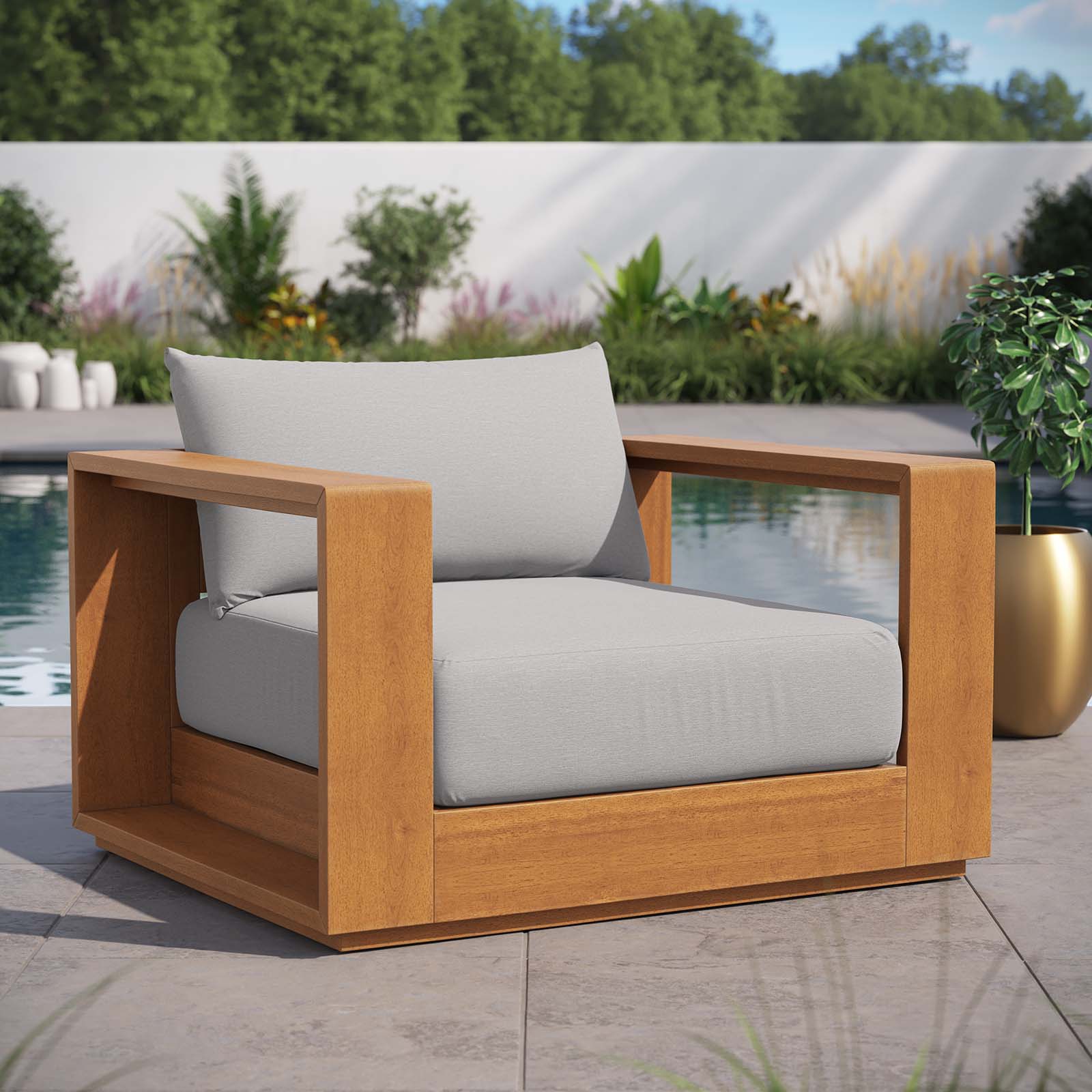 Tahoe Outdoor Patio Acacia Wood Chair - East Shore Modern Home Furnishings