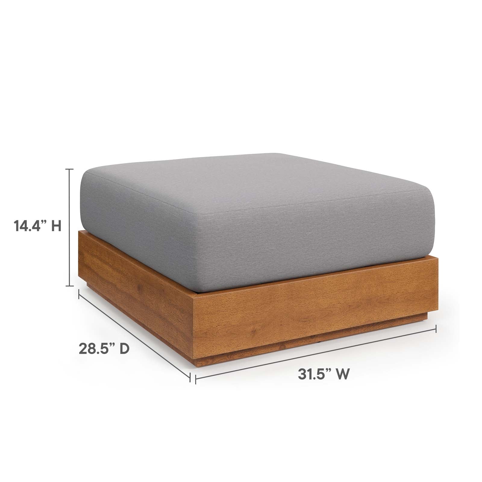 Tahoe Outdoor Patio Acacia Wood Ottoman - East Shore Modern Home Furnishings