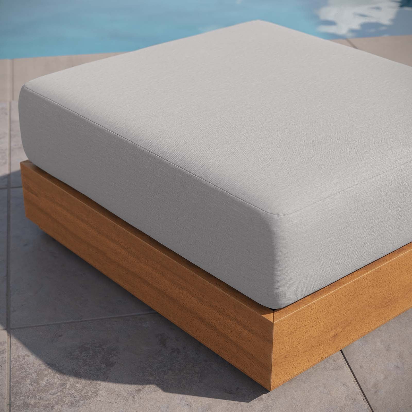Tahoe Outdoor Patio Acacia Wood Ottoman - East Shore Modern Home Furnishings