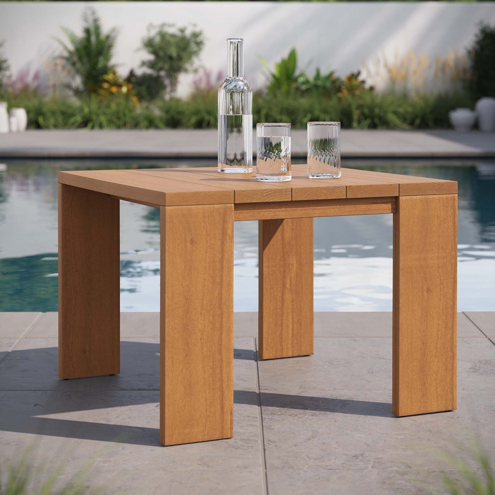 Tahoe Outdoor Patio Acacia Wood Side Table - East Shore Modern Home Furnishings