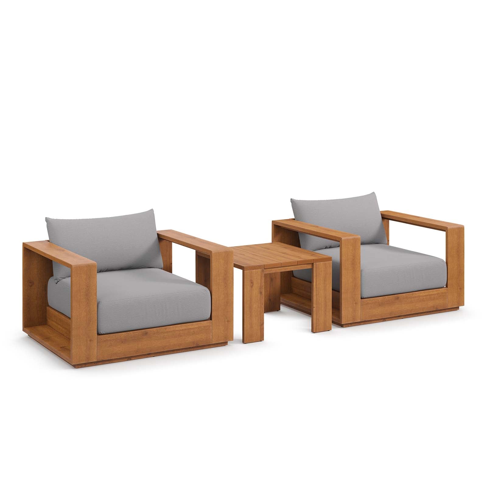 Tahoe Outdoor Patio Acacia Wood 3-Piece Furniture Set