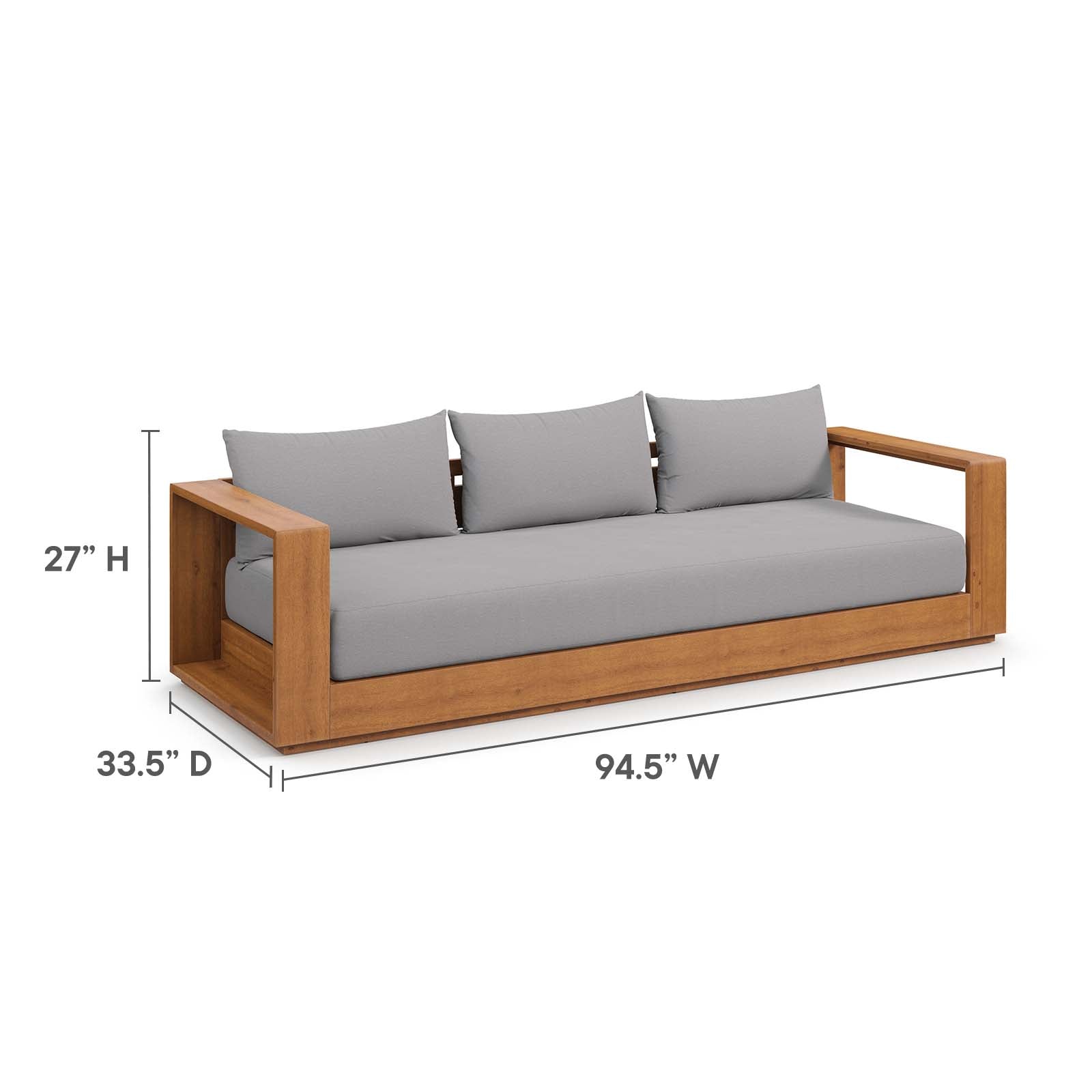Tahoe Outdoor Patio Acacia Wood 2-Piece Sofa and Coffee Table Set - East Shore Modern Home Furnishings