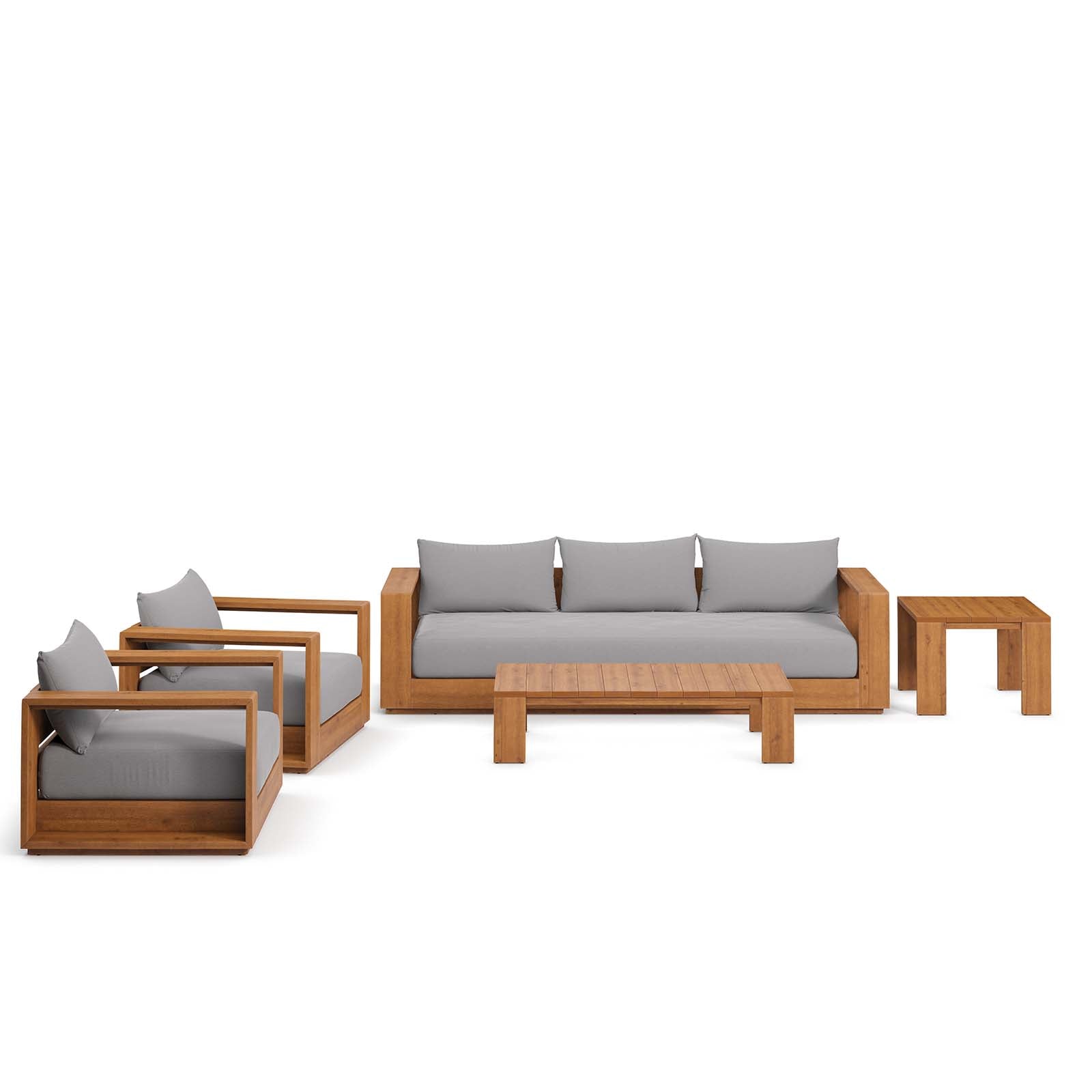 Tahoe Outdoor Patio Acacia Wood 5-Piece Furniture Set - East Shore Modern Home Furnishings