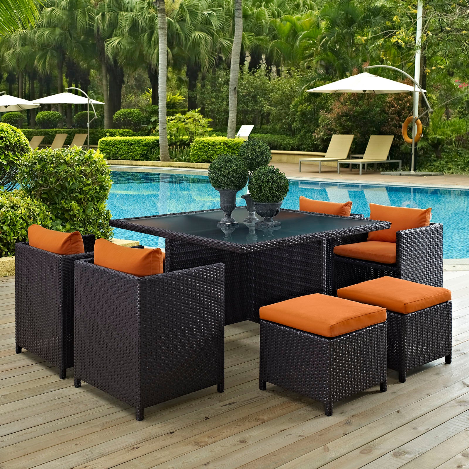 Inverse 9 Piece Outdoor Patio Dining Set - East Shore Modern Home Furnishings