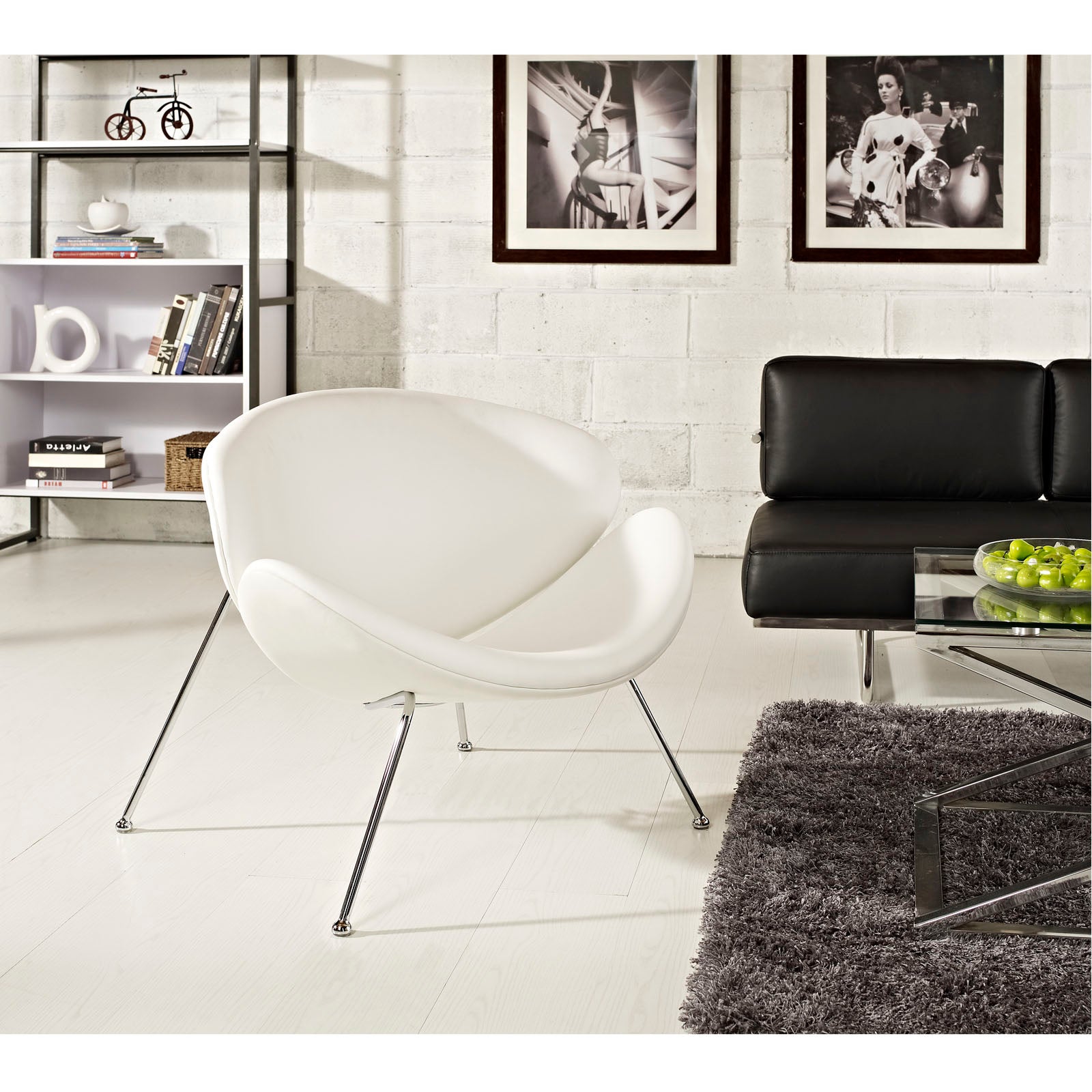Nutshell Upholstered Vinyl Lounge Chair