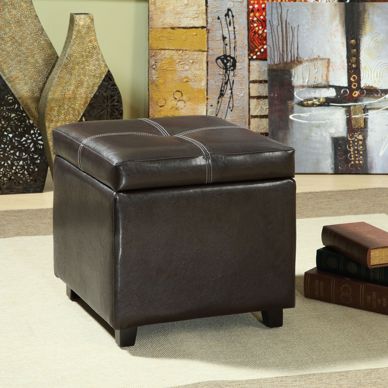 Treasure Upholstered Vinyl Ottoman - East Shore Modern Home Furnishings