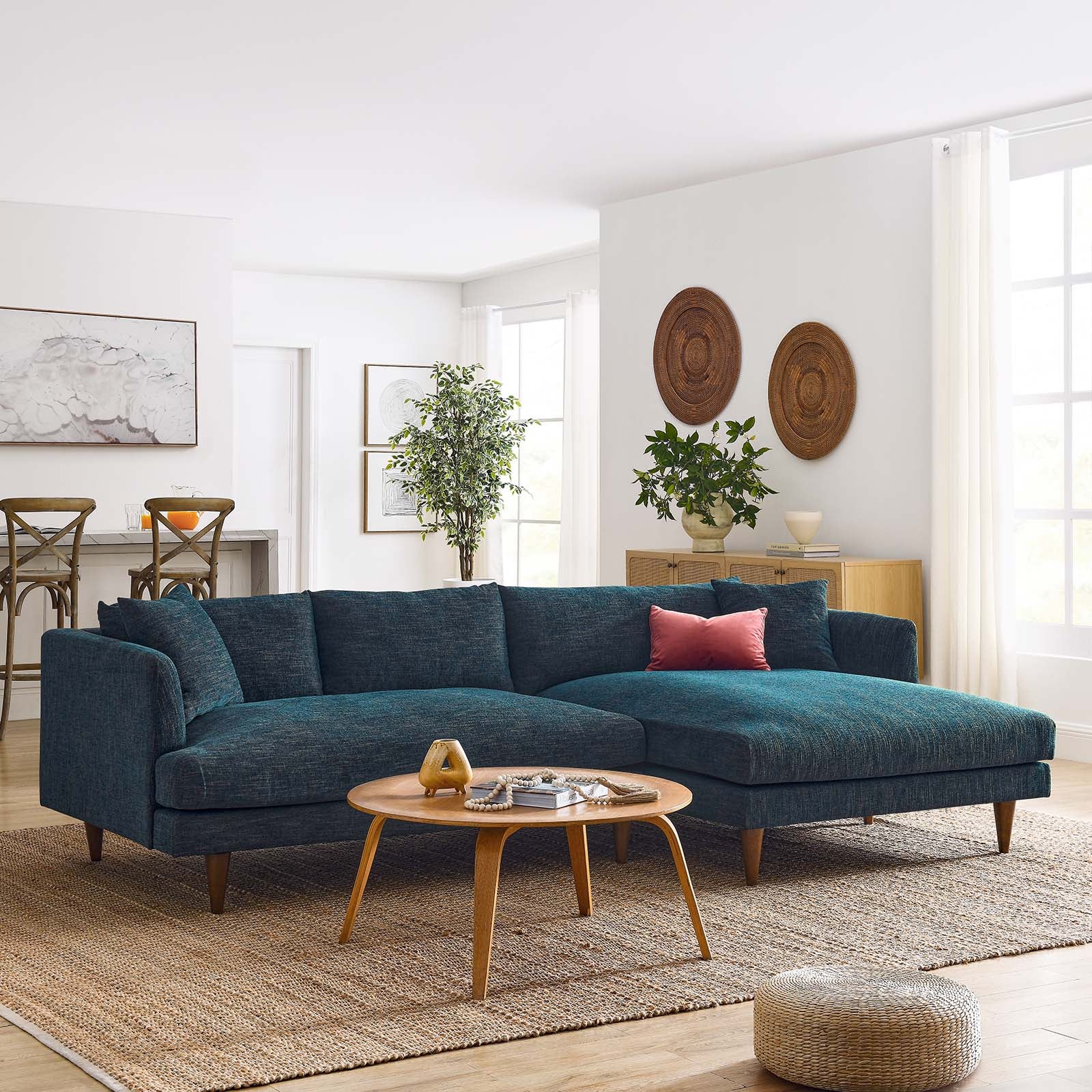 Zoya Right-Facing Down Filled Overstuffed Sectional Sofa - East Shore Modern Home Furnishings