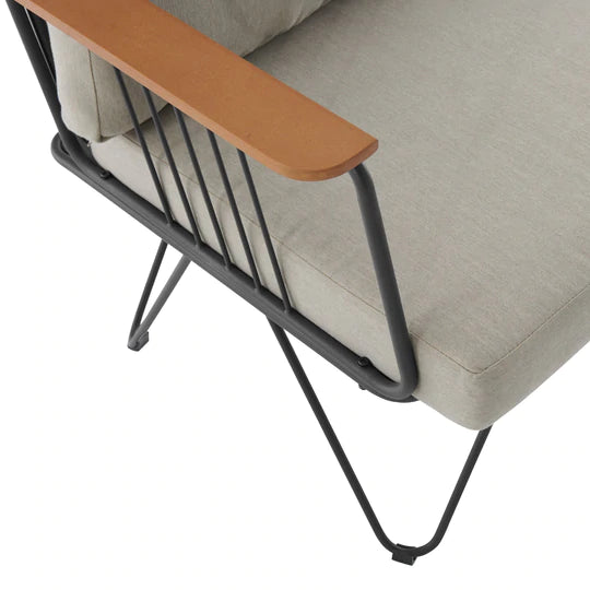 Rio 2 Piece Metal and Wood Hairpin Leg Patio Chair - East Shore Modern Home Furnishings