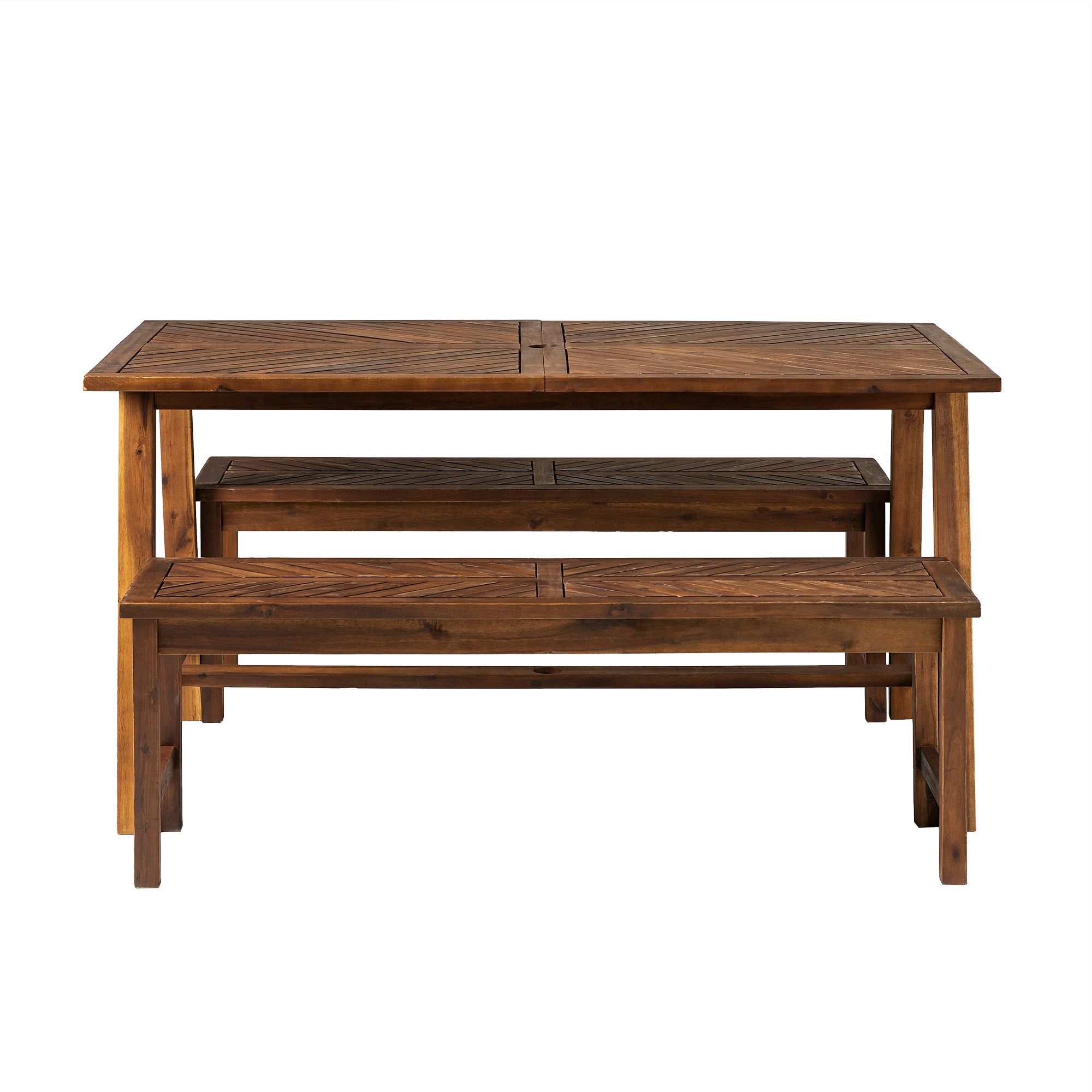 Vincent 3 Piece Acacia Wood Outdoor Chevron Picnic Dining Table Set