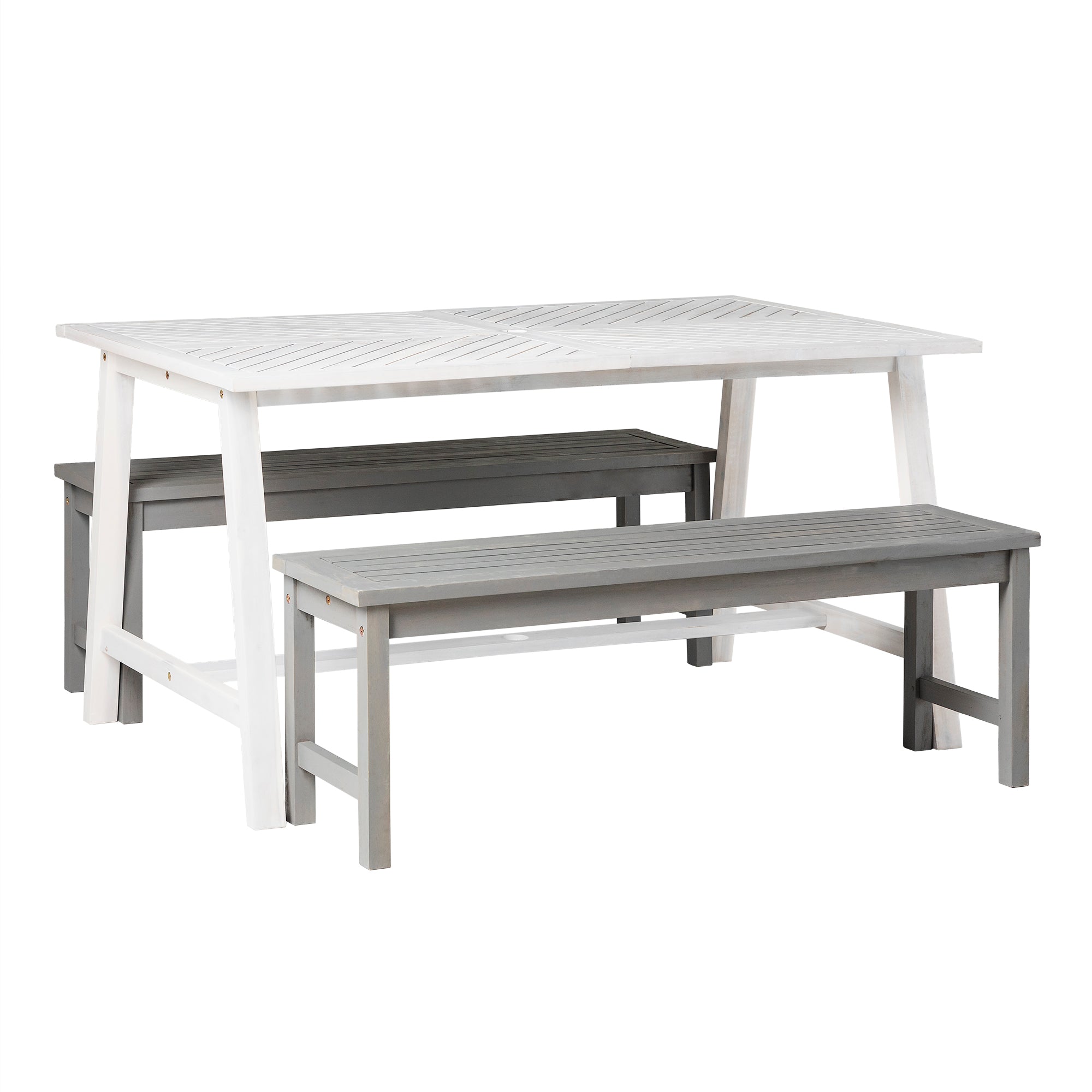 Vincent 3 Piece Acacia Wood Outdoor Chevron Picnic Dining Table Set