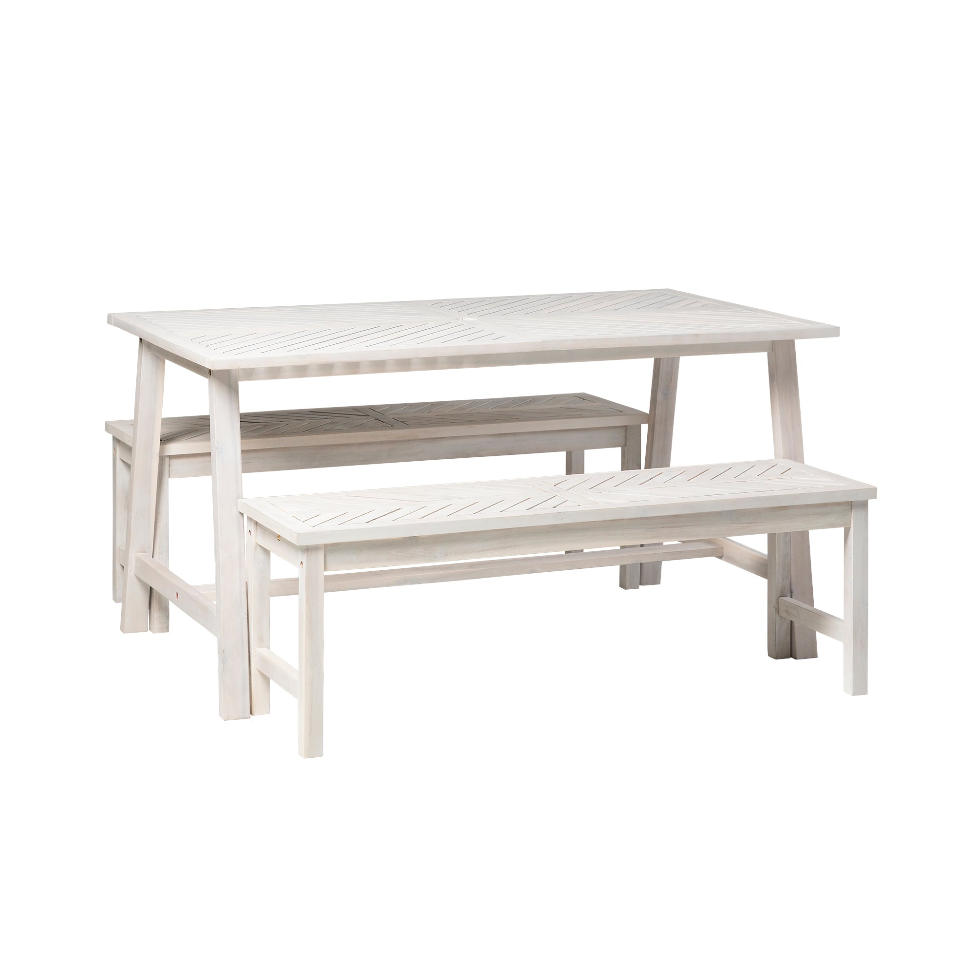 Vincent 3 Piece Acacia Wood Outdoor Chevron Picnic Dining Table Set