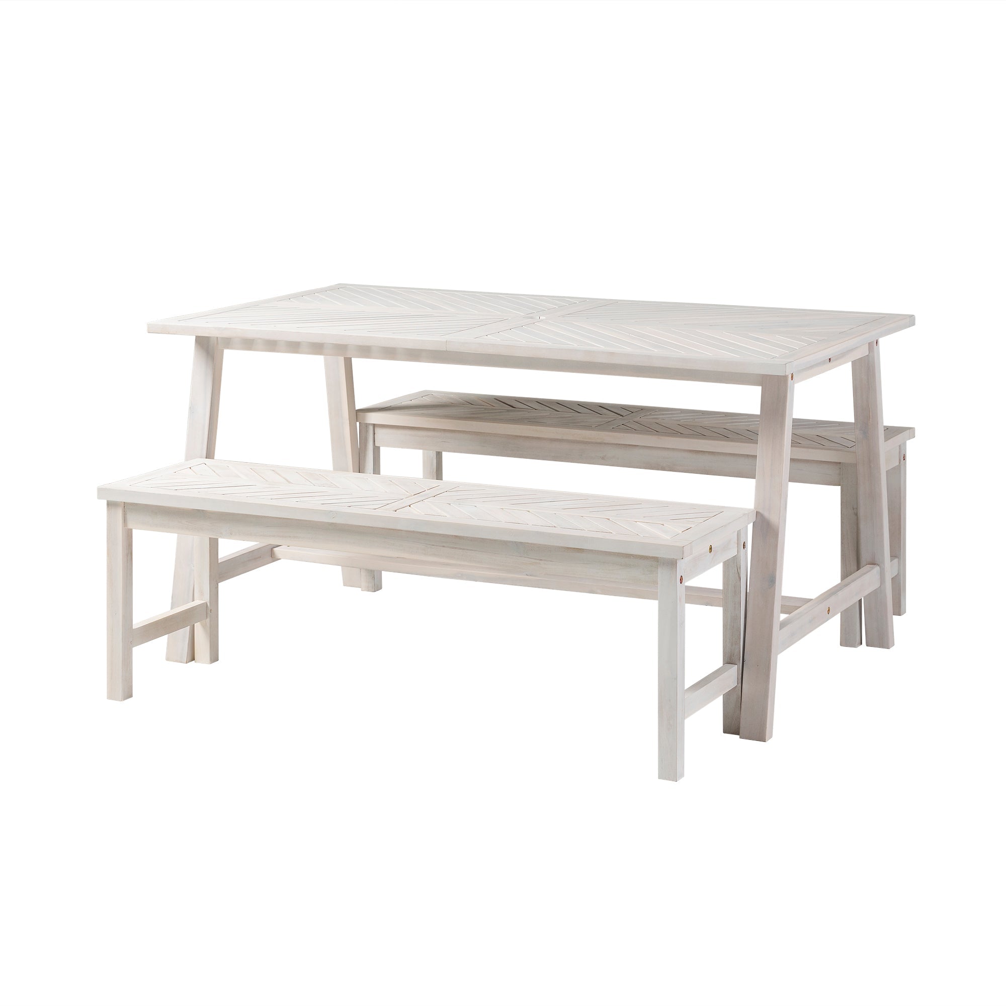 Vincent 3 Piece Acacia Wood Outdoor Chevron Picnic Dining Table Set