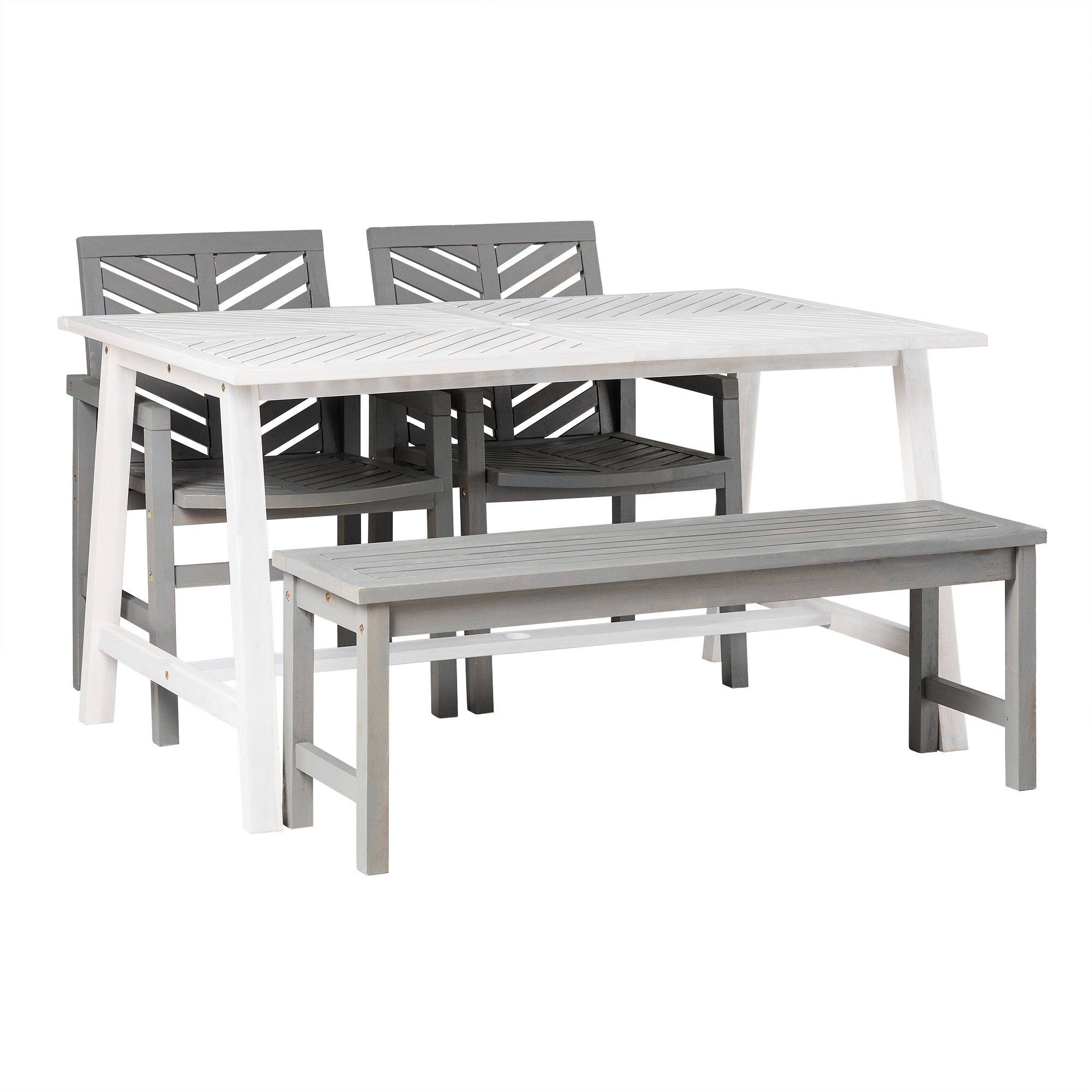 Vincent Solid Acacia Wood 4 Piece Chevron Dining Set - East Shore Modern Home Furnishings